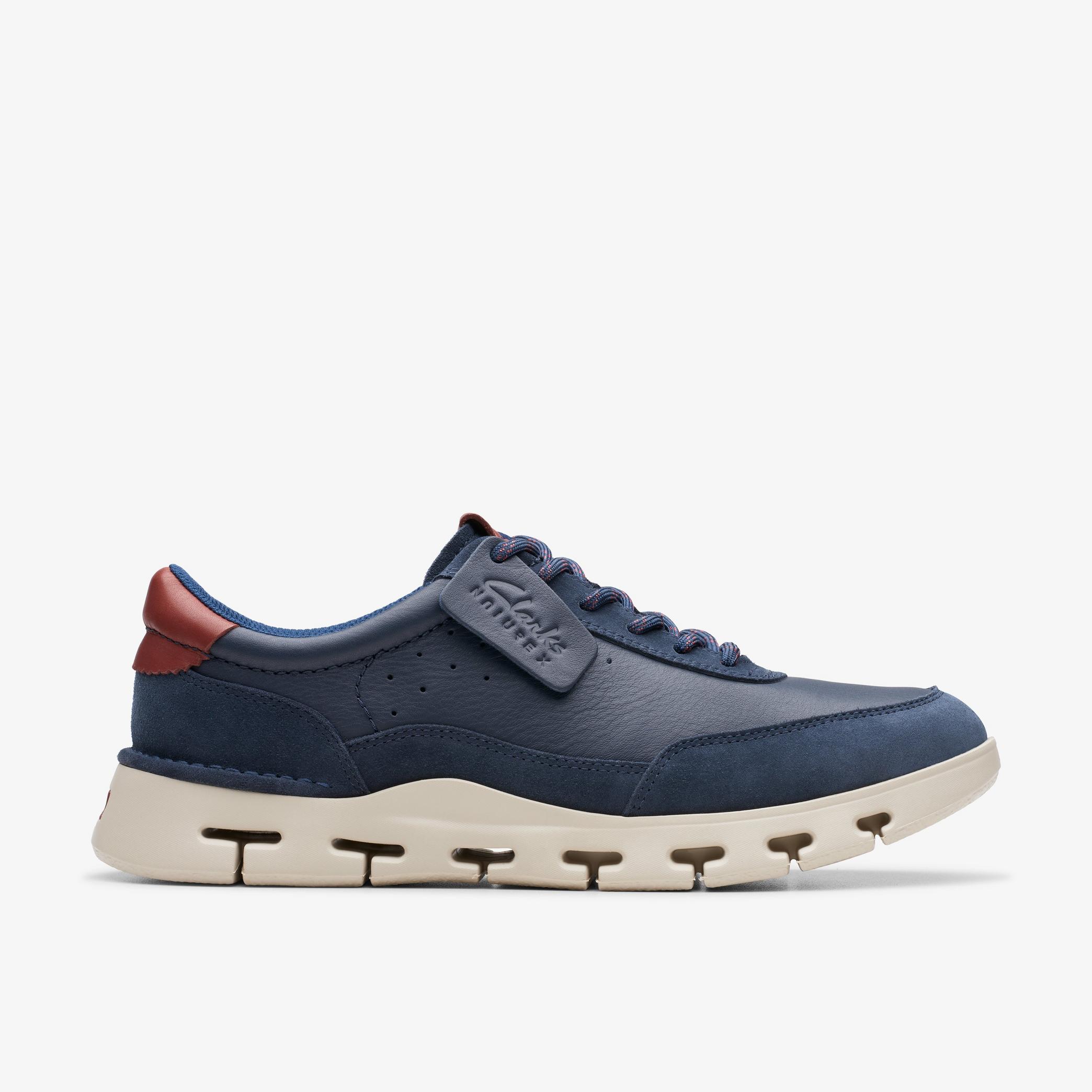 Nature X One Navy Leather Trainers, view 1 of 6