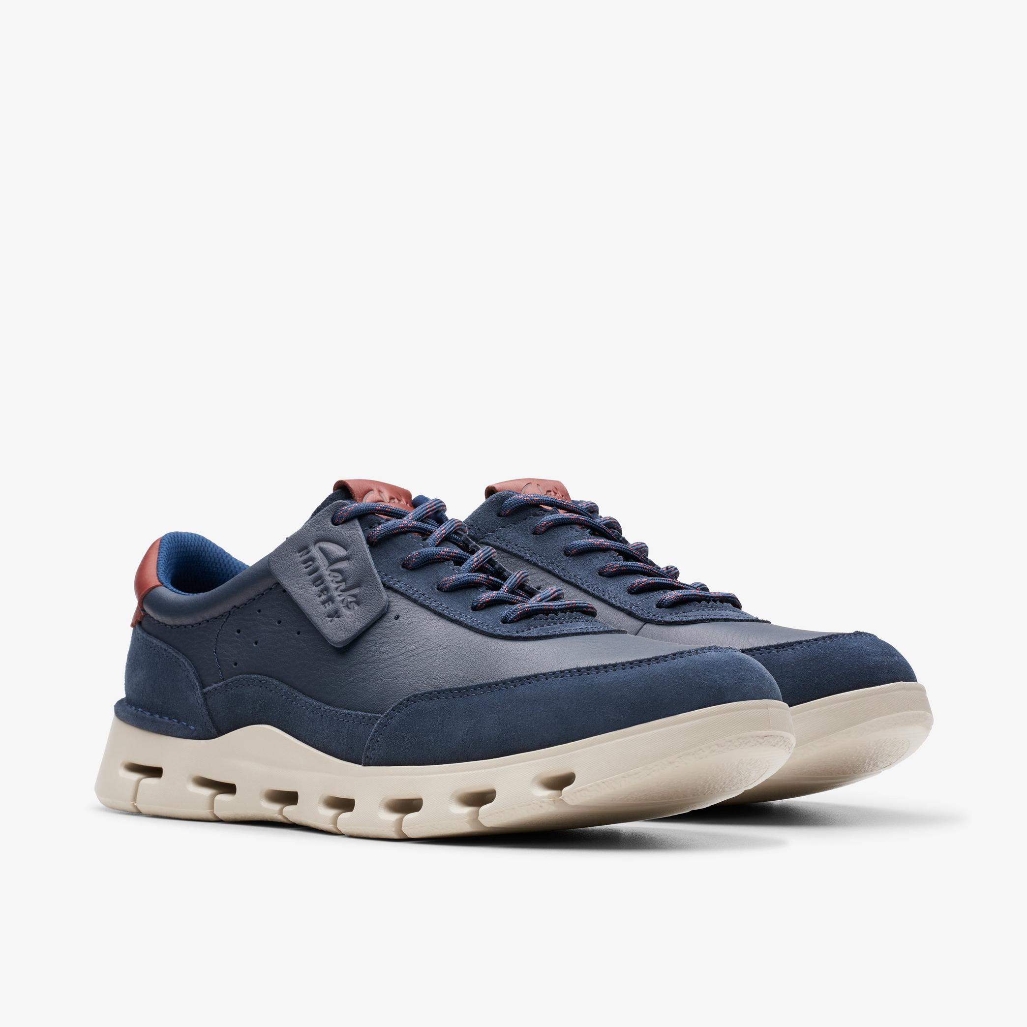 Nature X One Navy Leather Trainers, view 4 of 6