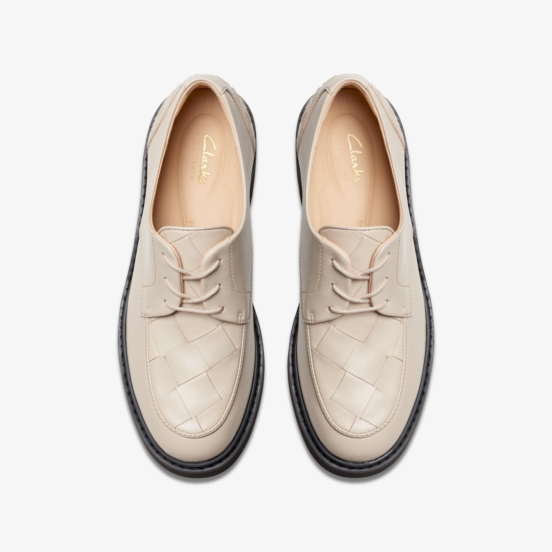 Splend Weave Ivory Leather Derby Shoes, view 6 of 10