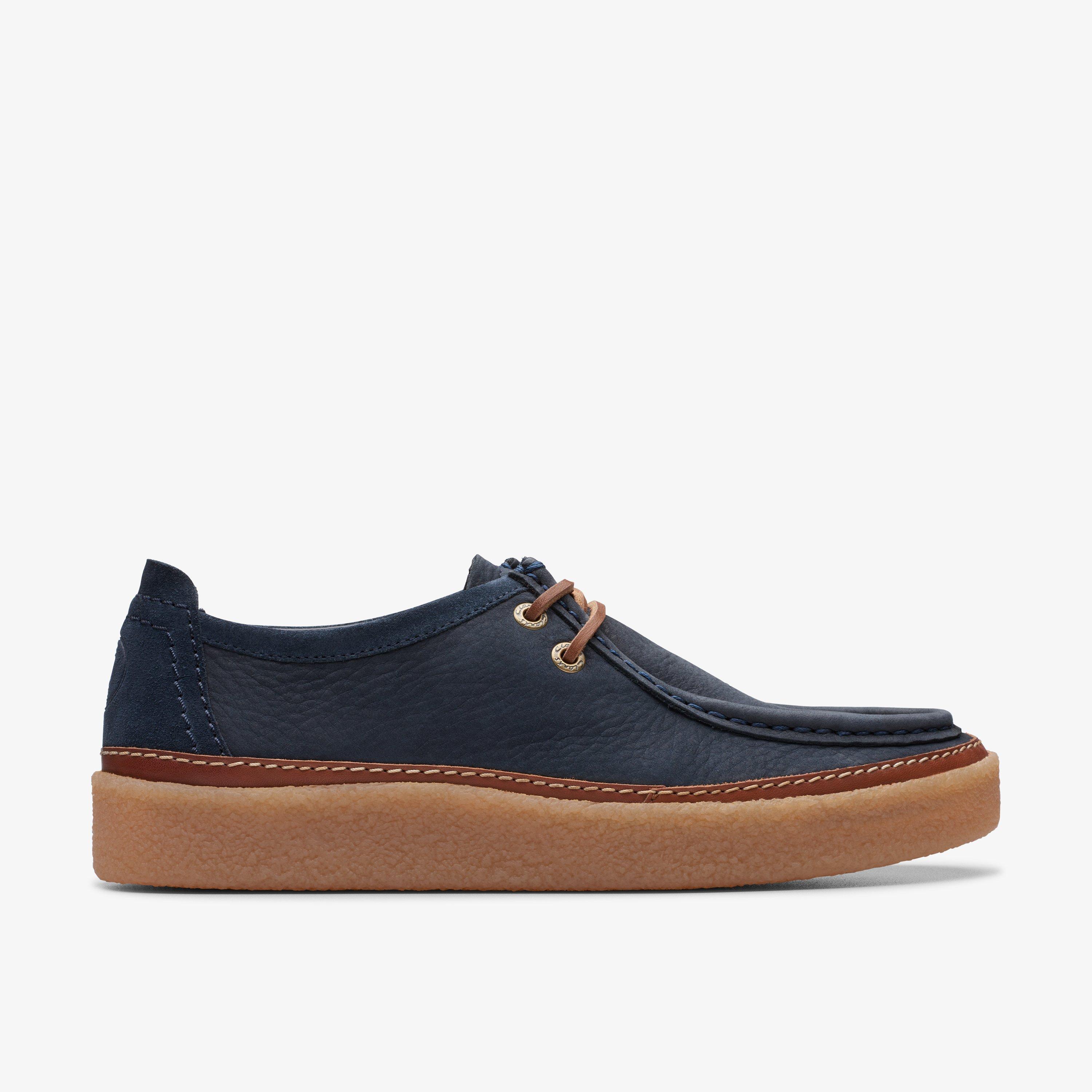 Mens Clarkwood Moc Navy Nubuck Moccasin Shoes | Clarks