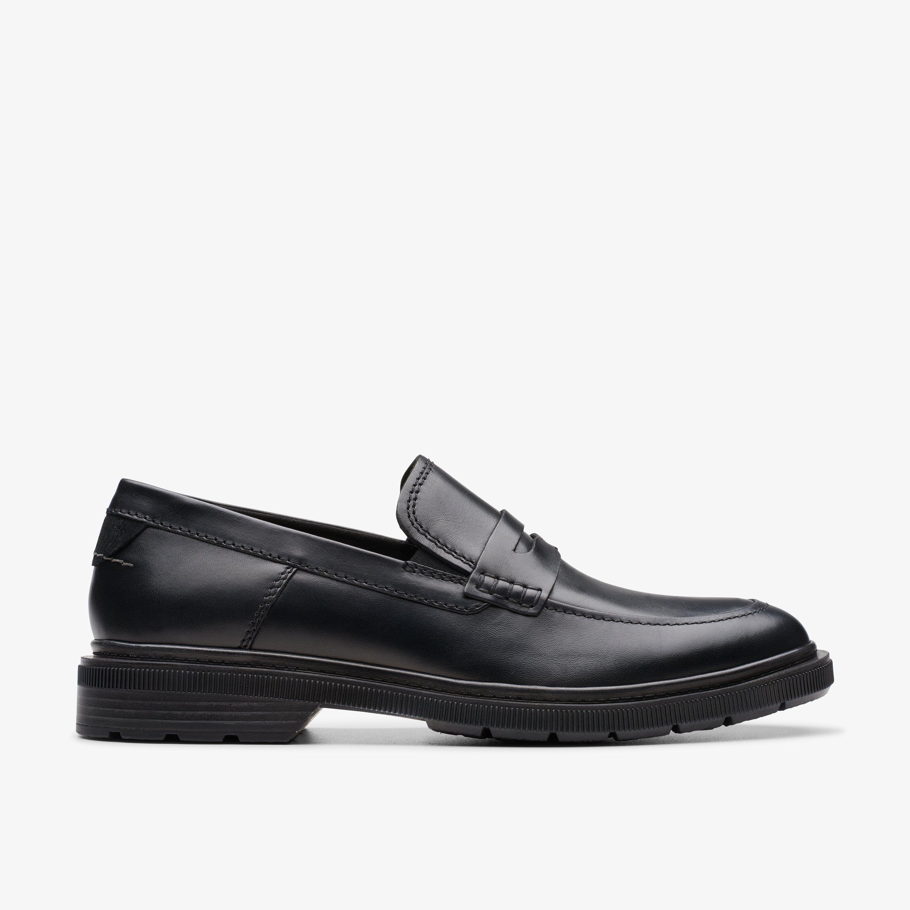 Burchill Penny Black Leather Loafers Slip Ons, view 1 of 7