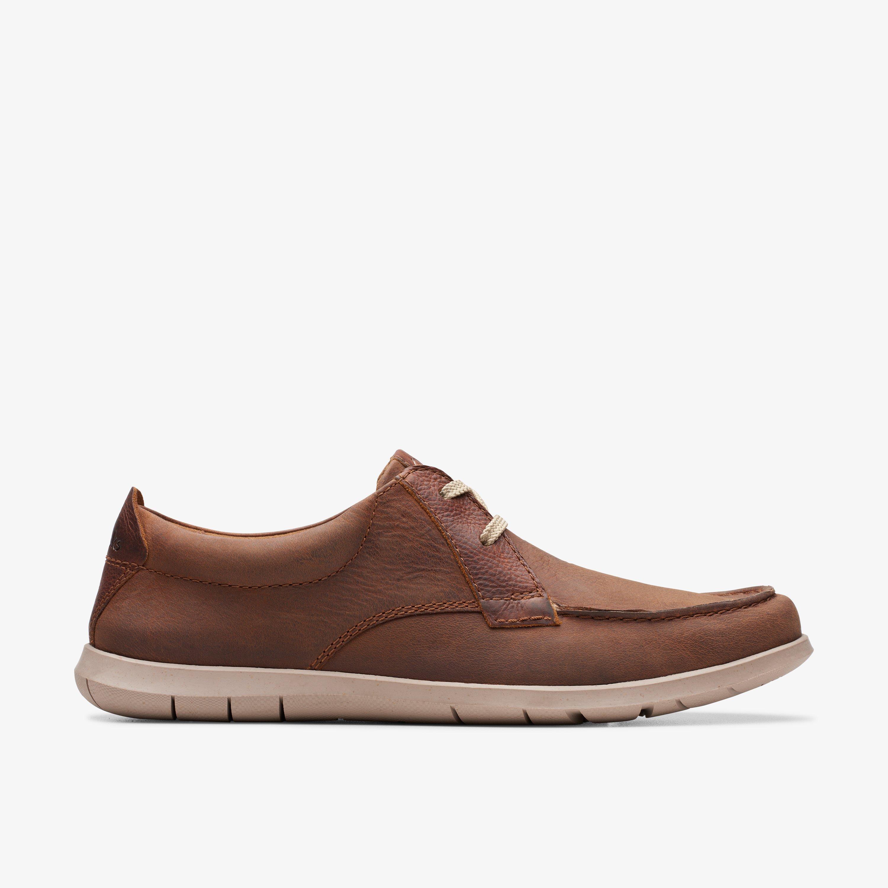 MENS Flexway Lace Dark Tan Leather Boat Shoes | Clarks US