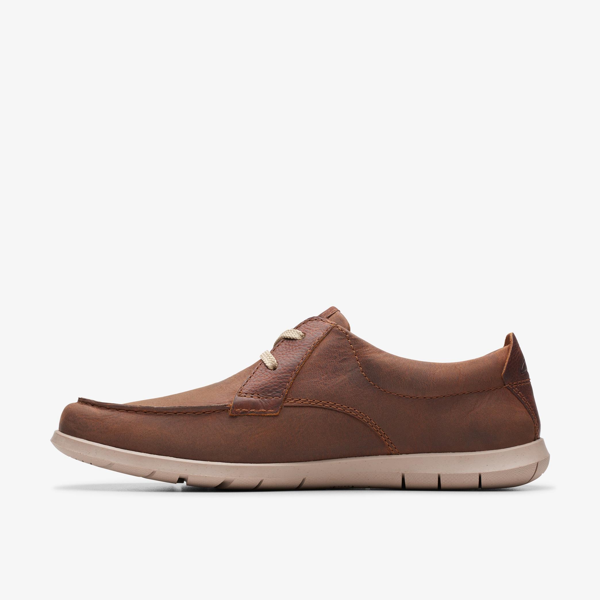 Flexway Lace Dark Tan Leather Boat Shoes, view 2 of 6