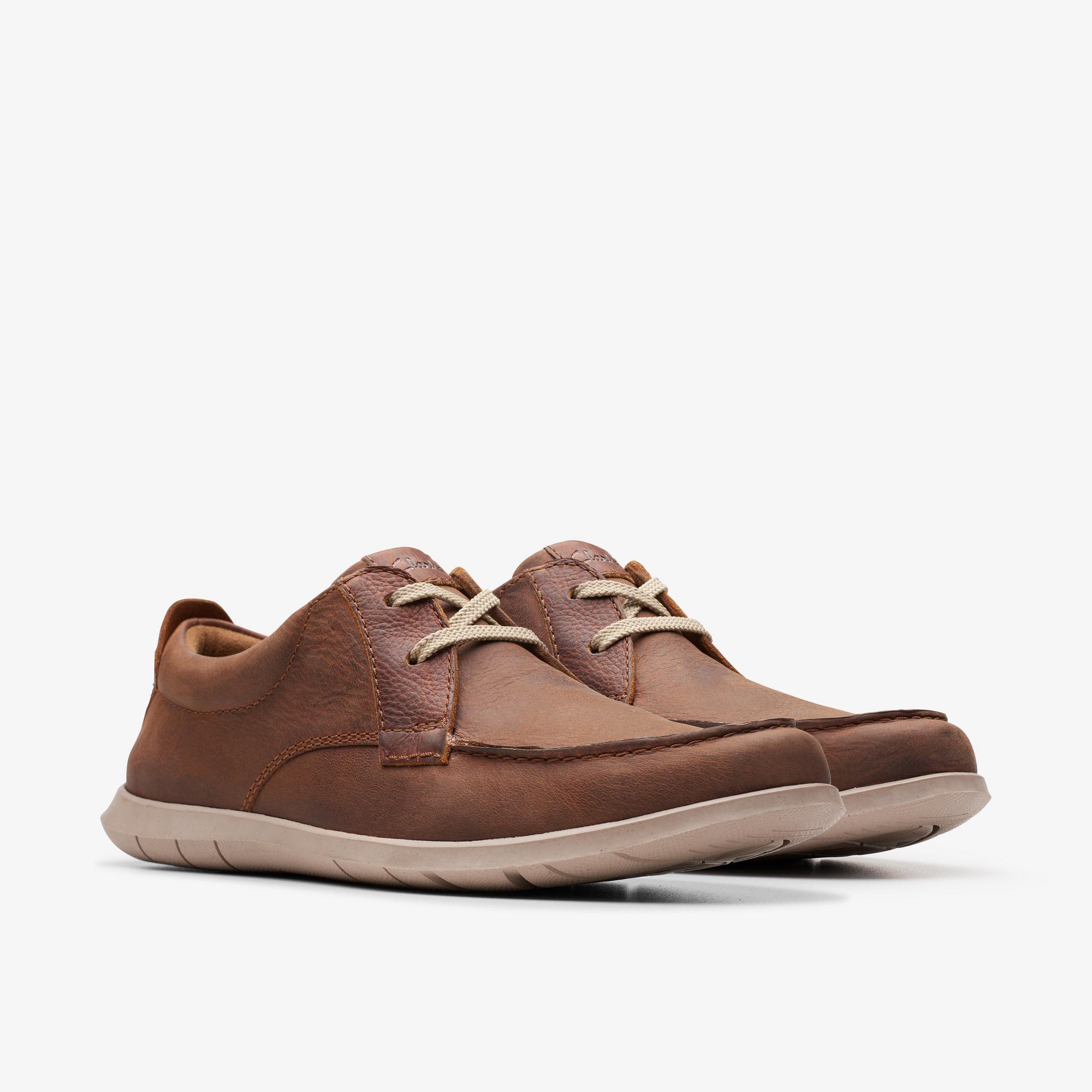 Flexway Lace Dark Tan Leather Boat Shoes, view 4 of 6