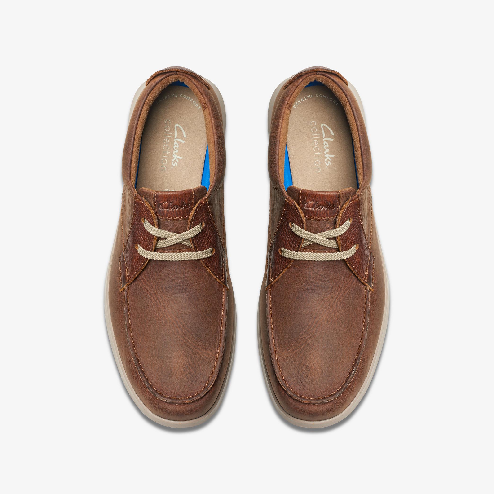 MENS Flexway Lace Dark Tan Leather Boat Shoes | Clarks US