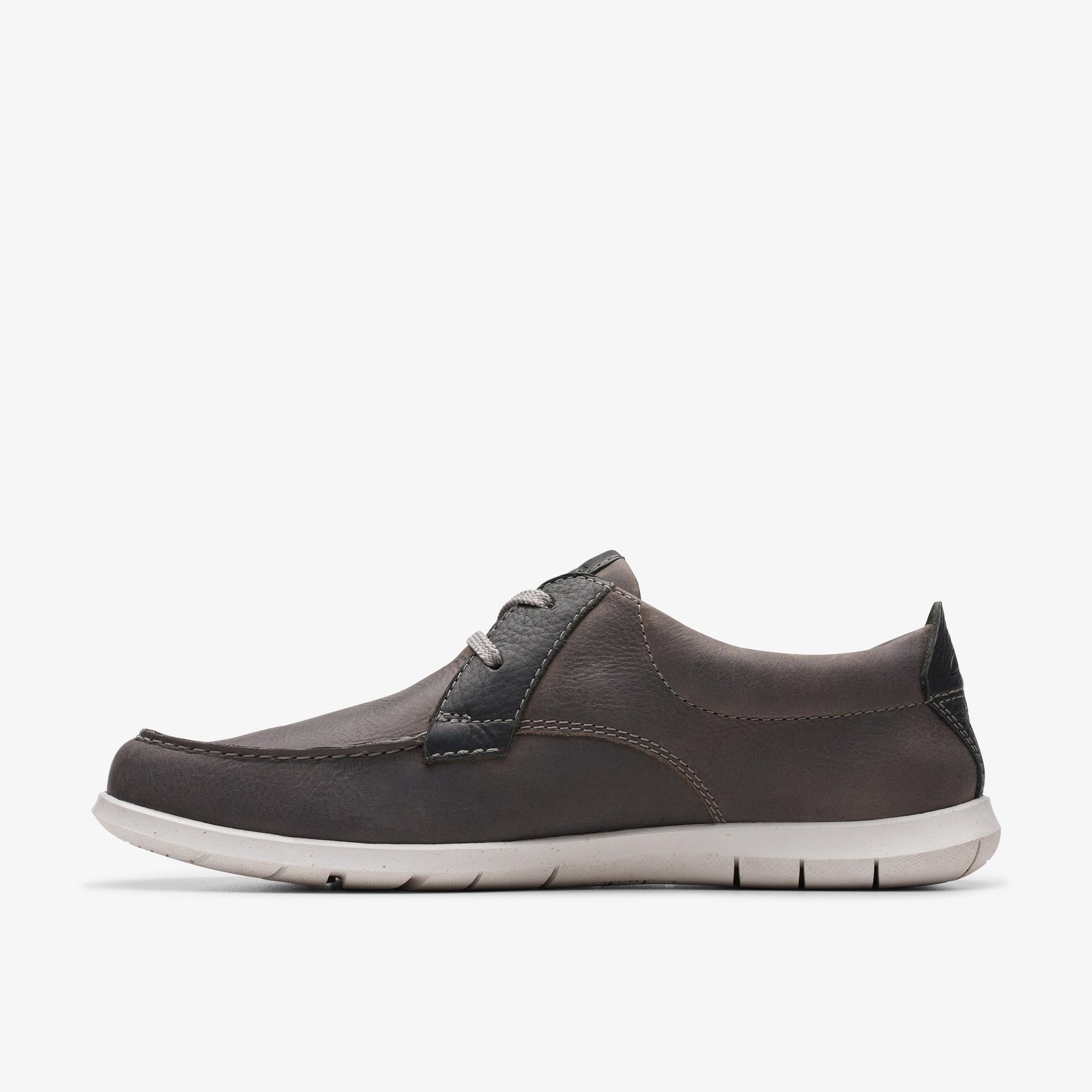 MENS Flexway Lace Light Grey Leather Boat Shoes | Clarks US