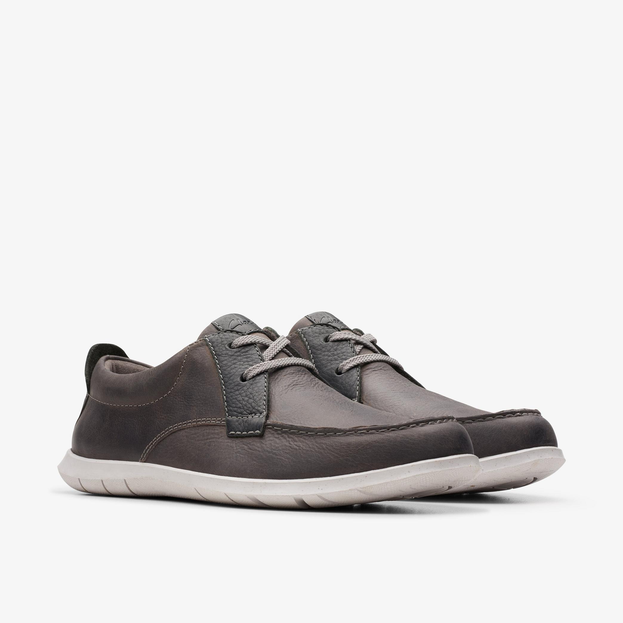Flexway Lace Light Grey Leather Boat Shoes, view 4 of 6
