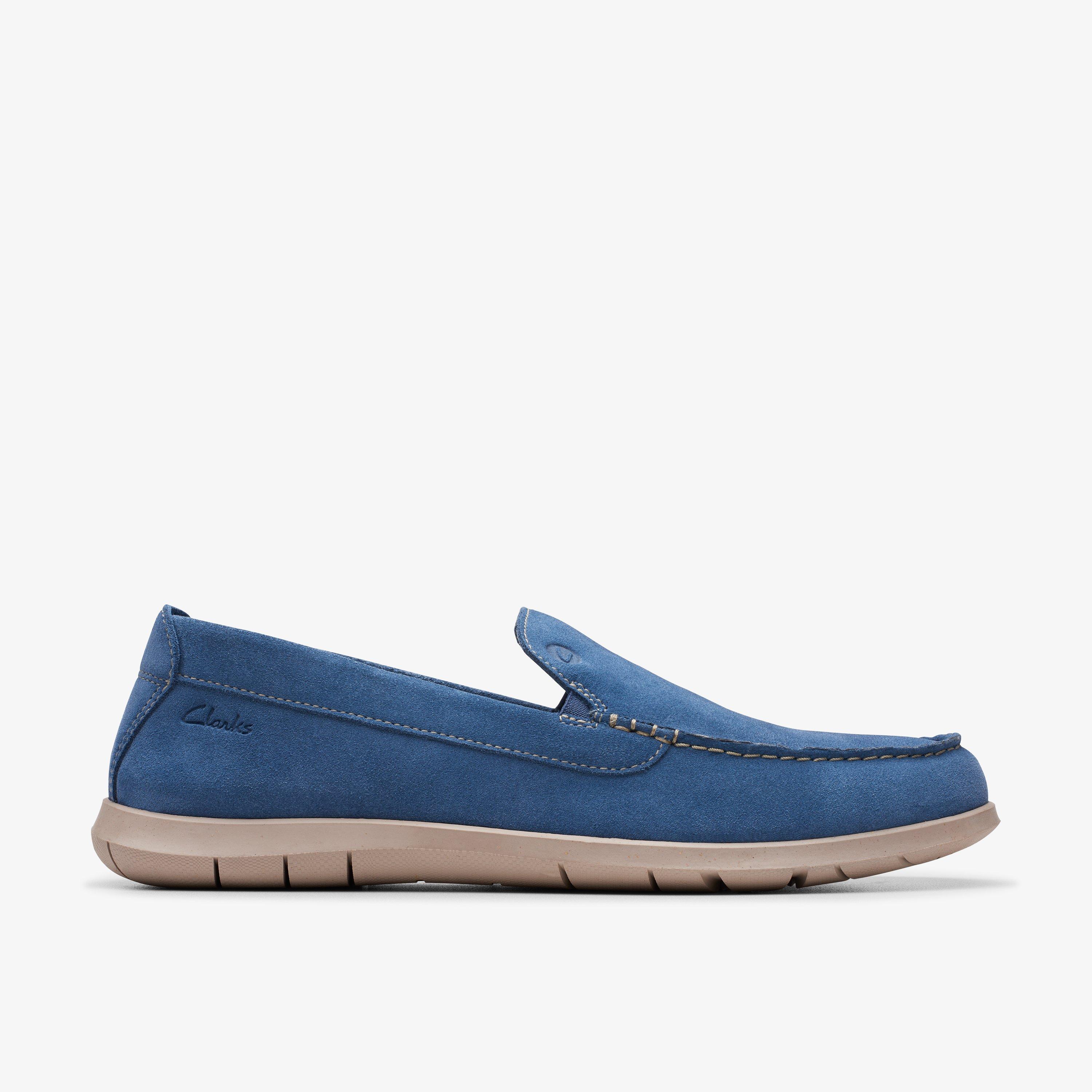 Flexway Step Light Blue Suede Loafers Slip Ons, view 1 of 6