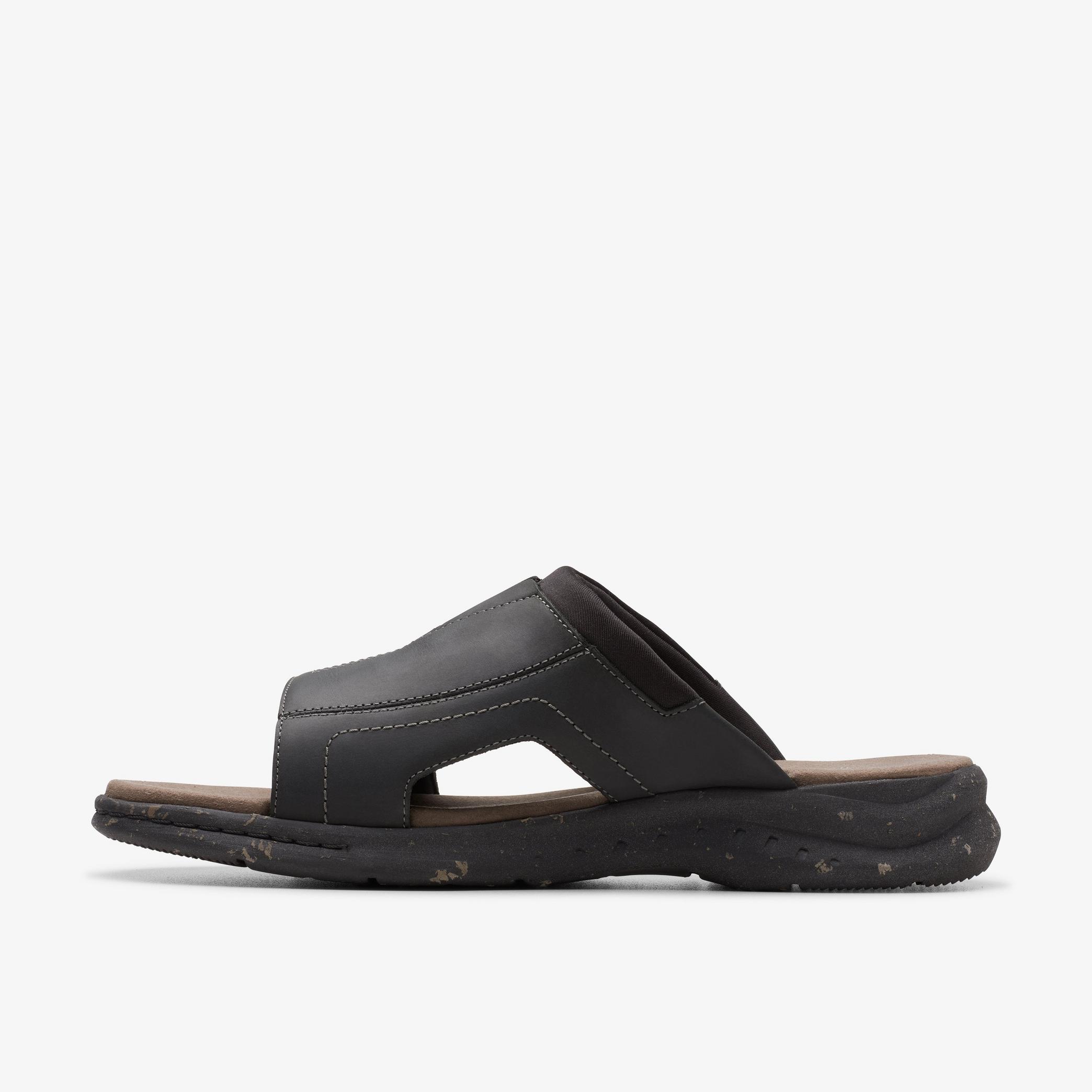 Walkford Band Black Leather Flat Sandals, view 2 of 6