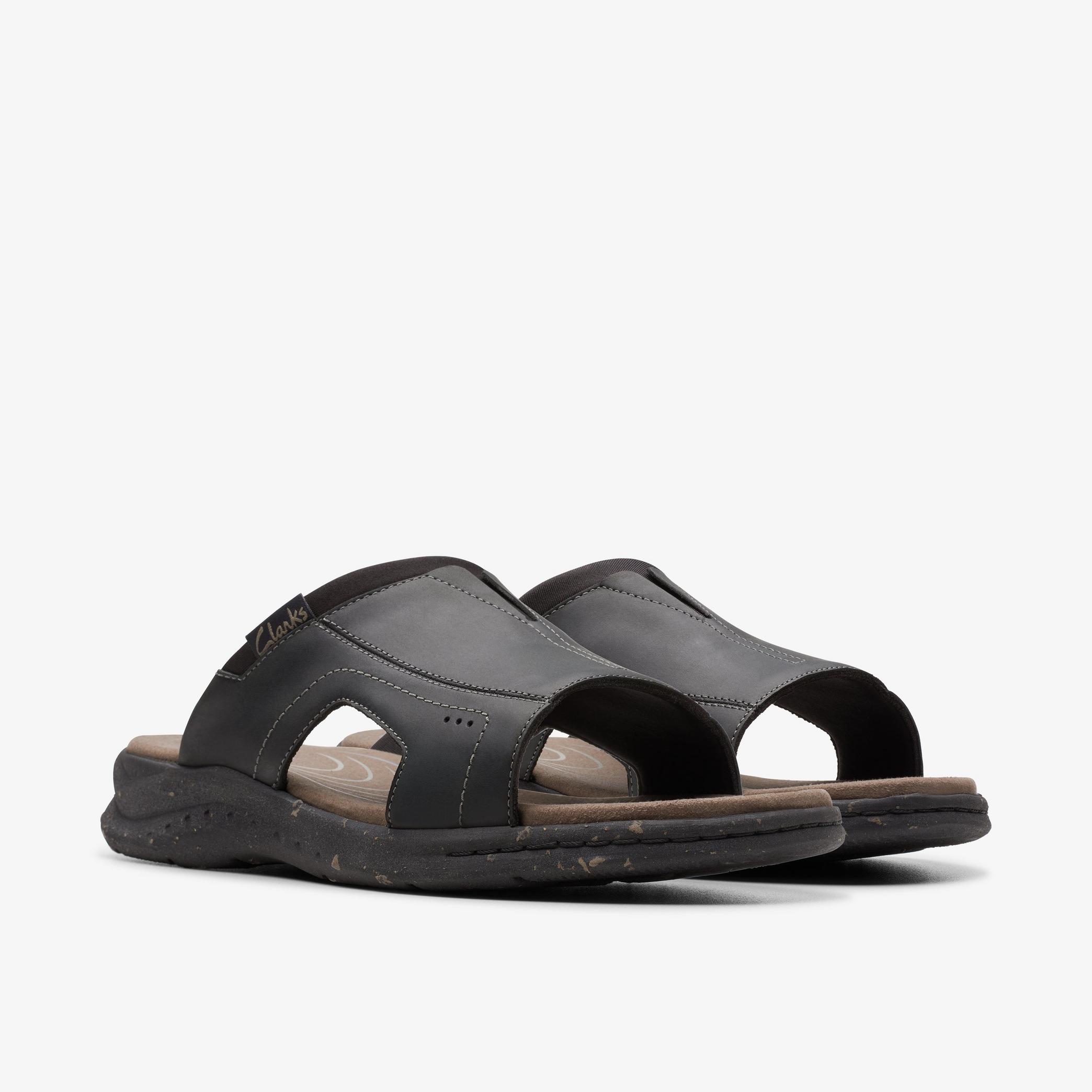 Walkford Band Black Leather Flat Sandals, view 4 of 6