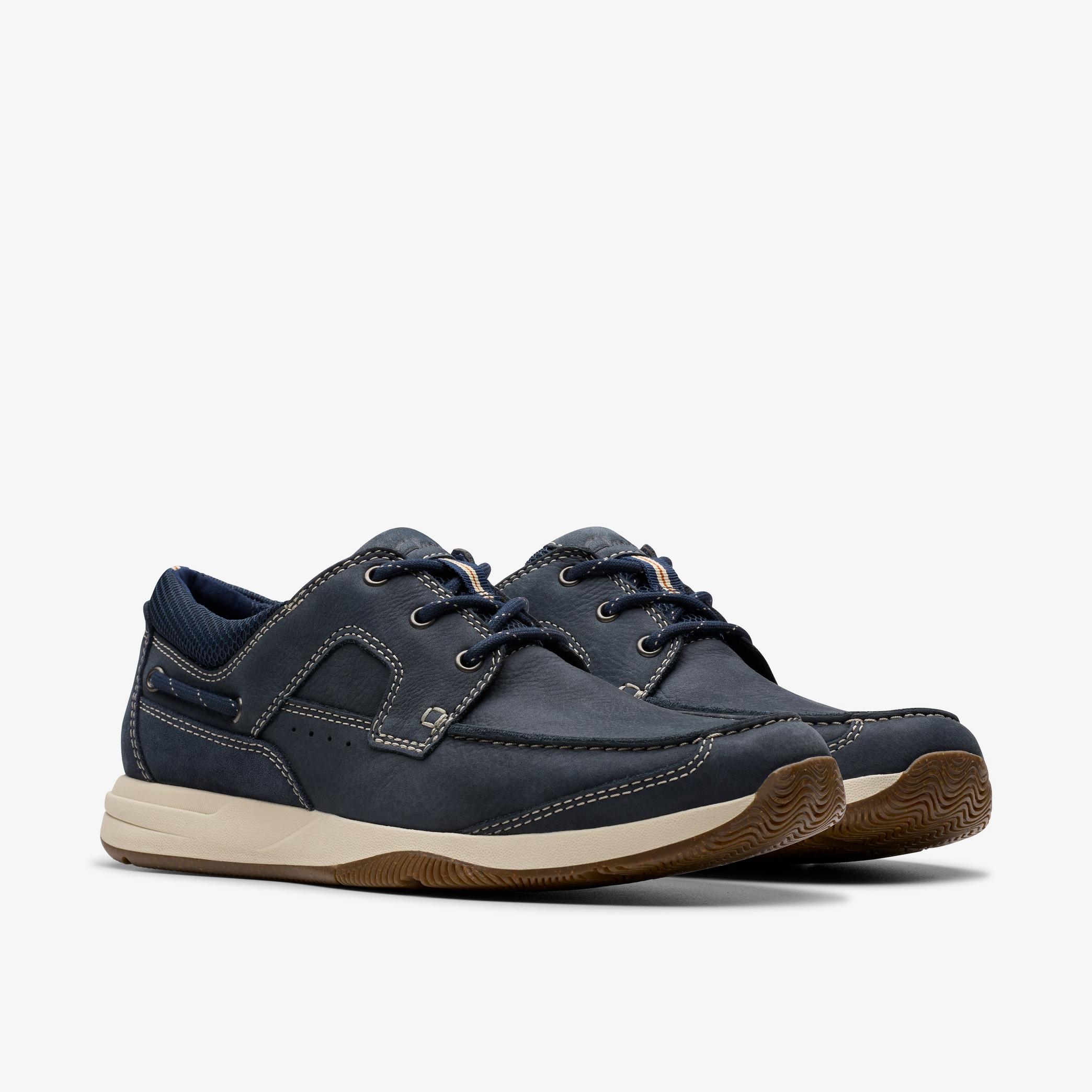 Sailview Lace Navy Nubuck Boat Shoes, view 5 of 8