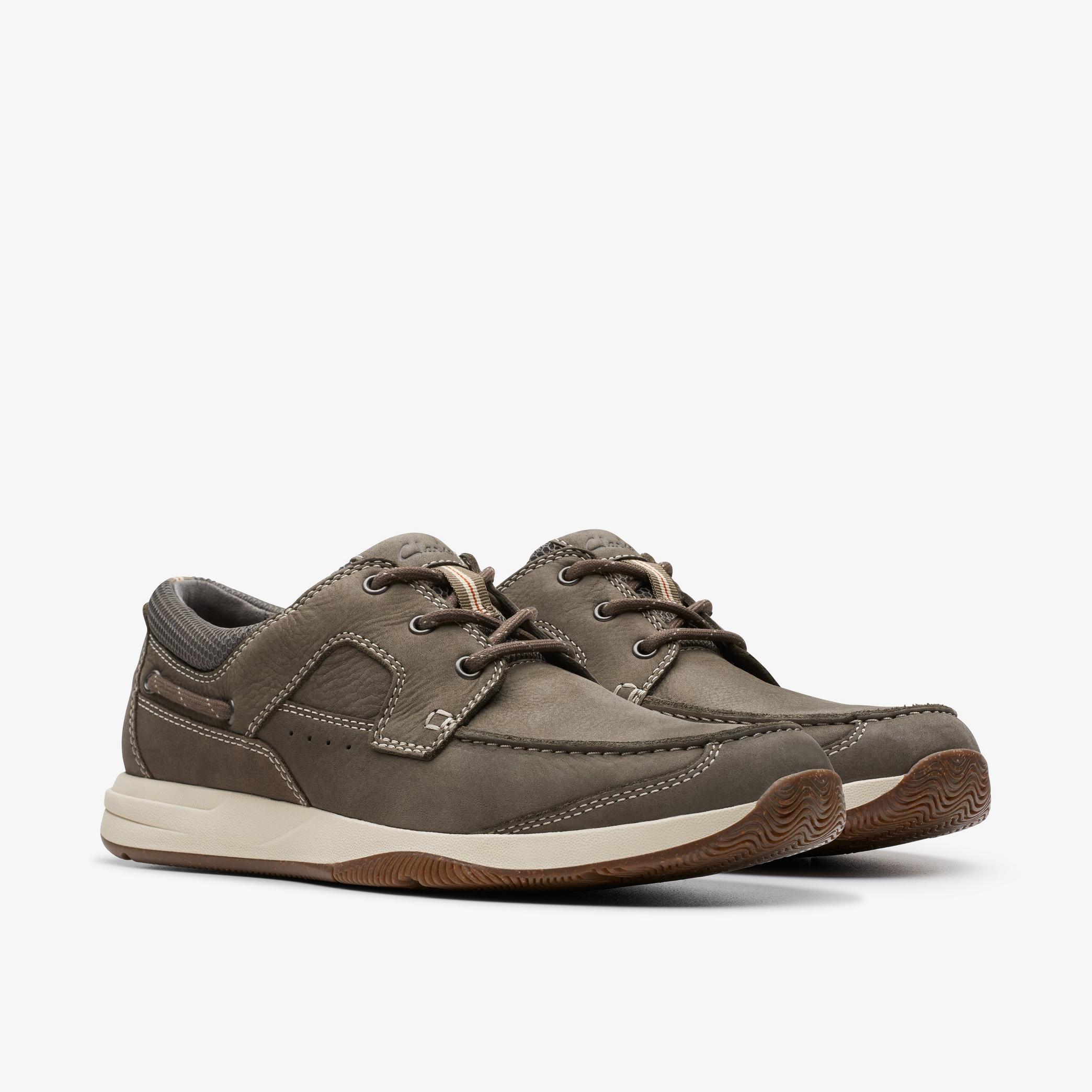 MENS Sailview Lace Taupe Nubuck Boat Shoes | Clarks US