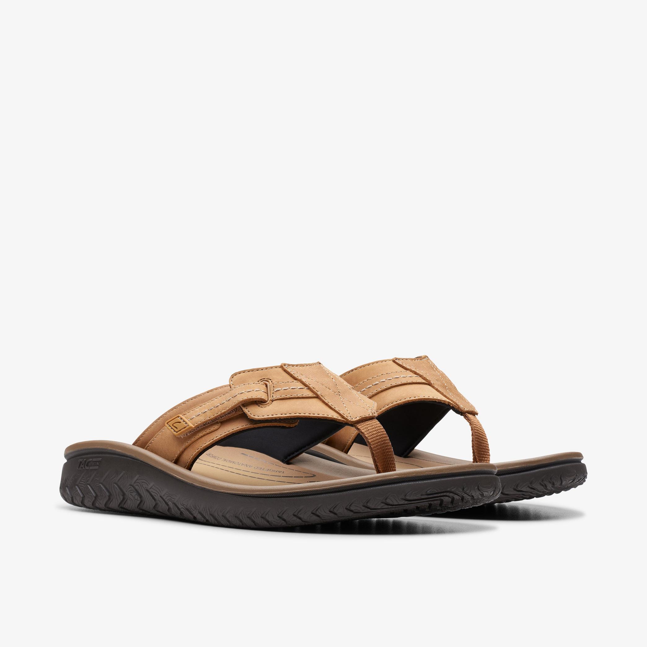WESLEY SUN Tan Leather Flip Flop, view 4 of 6