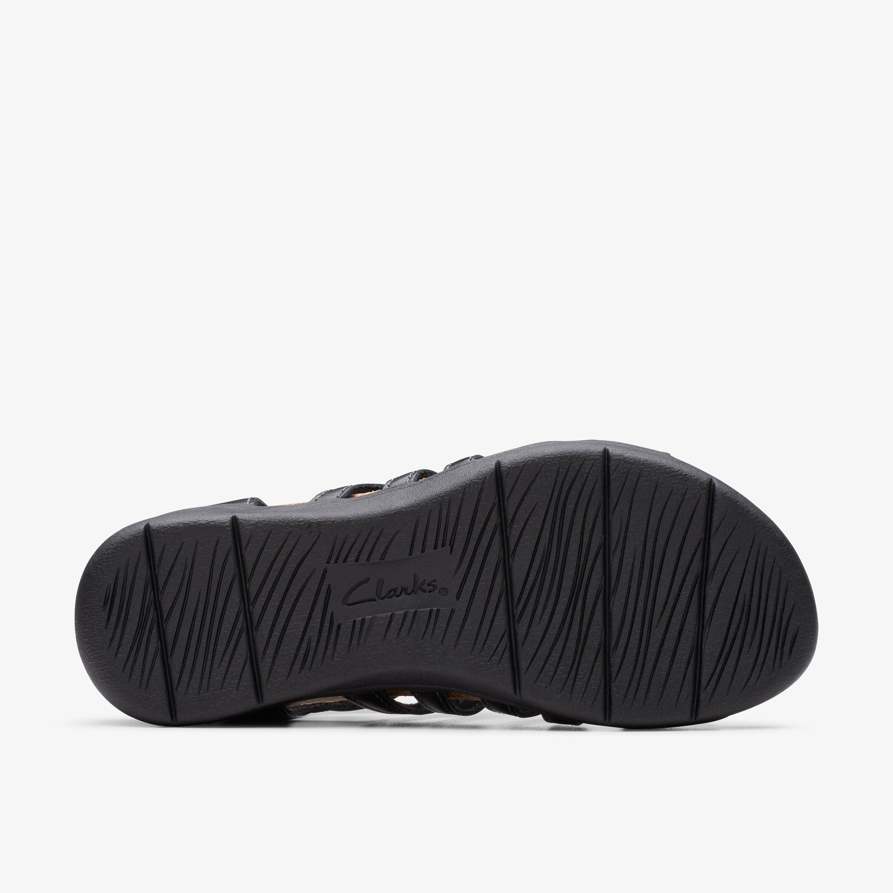 April Belle Black Leather Flat Sandals, view 3 of 6