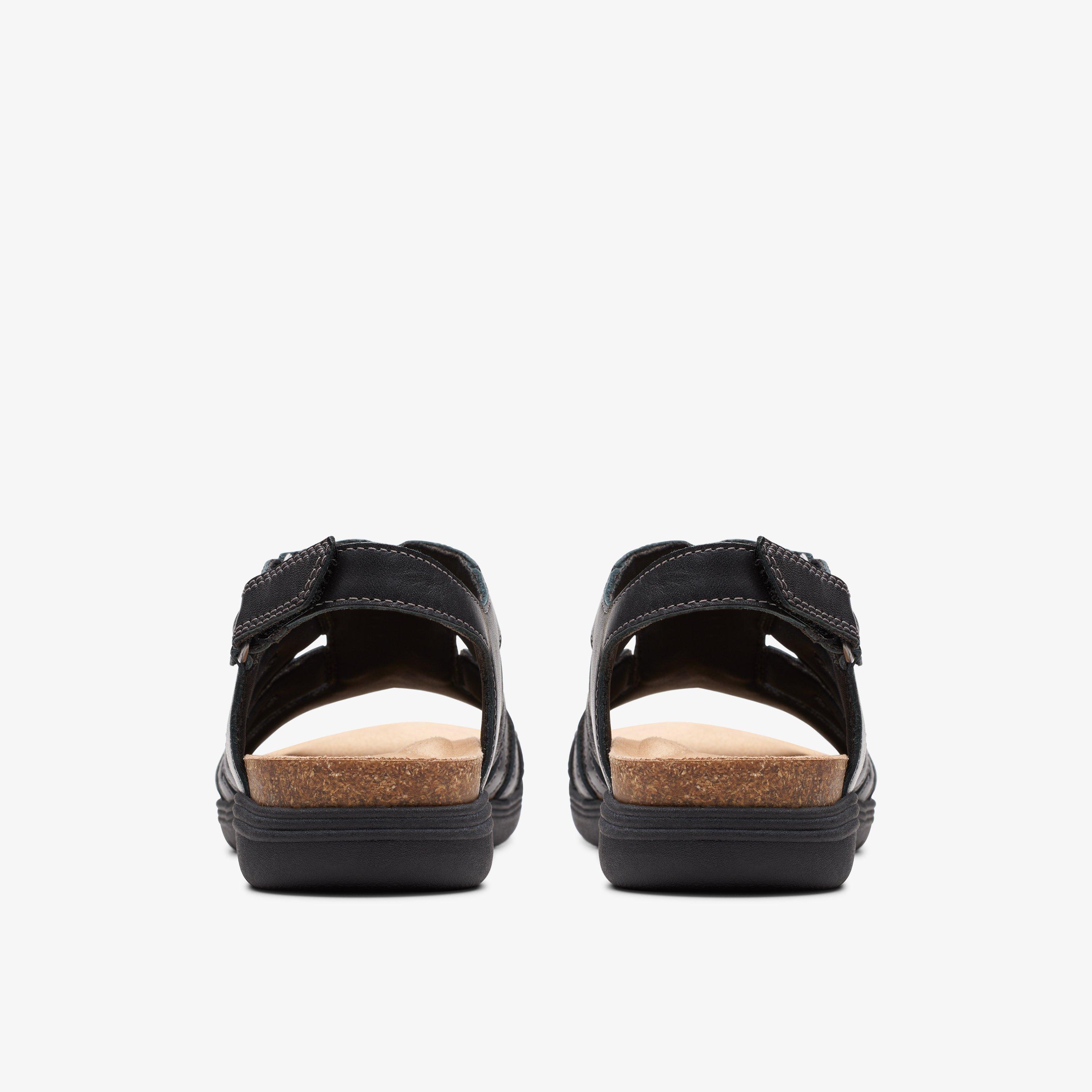 April Belle Black Leather Flat Sandals, view 5 of 6