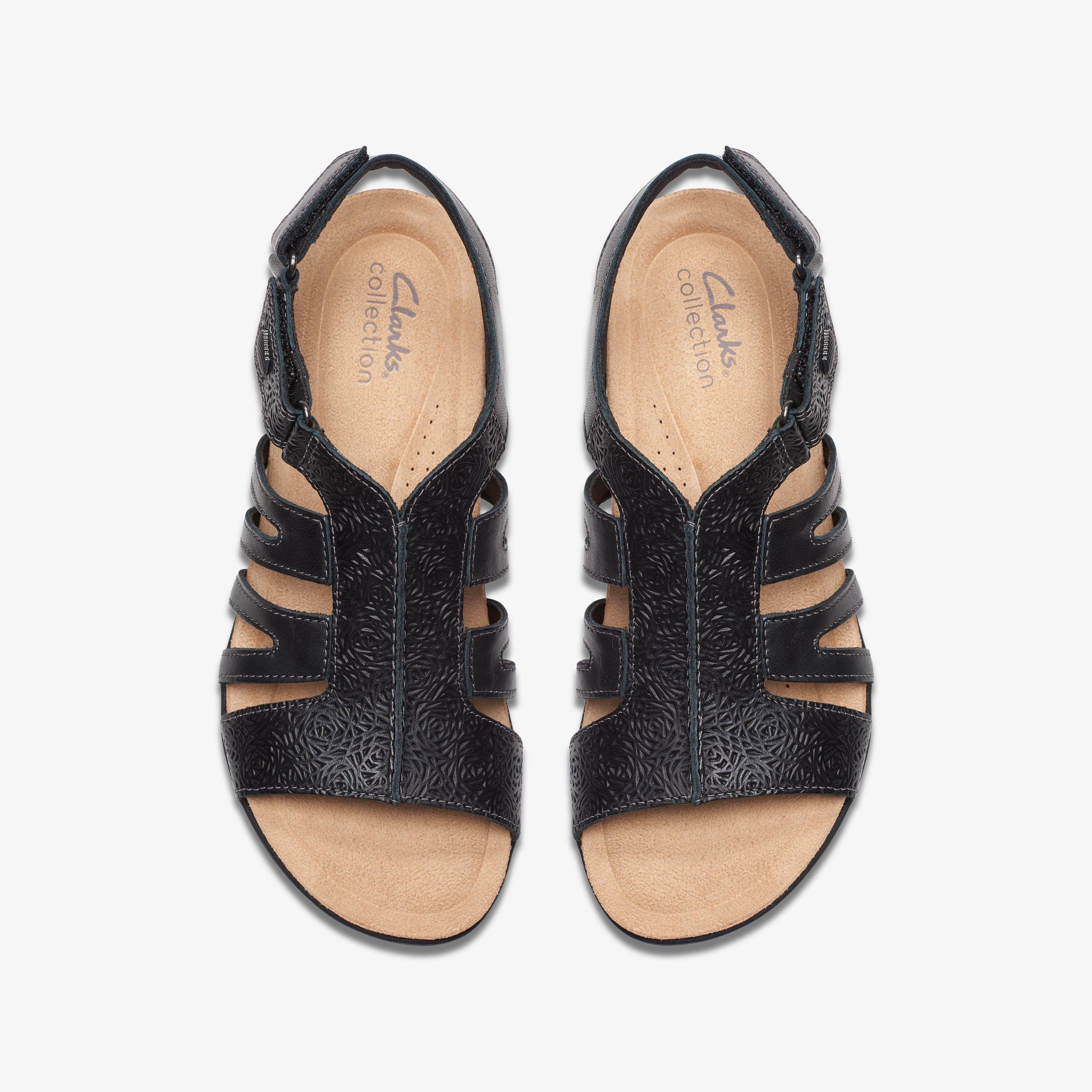 April Belle Black Leather Flat Sandals, view 6 of 6