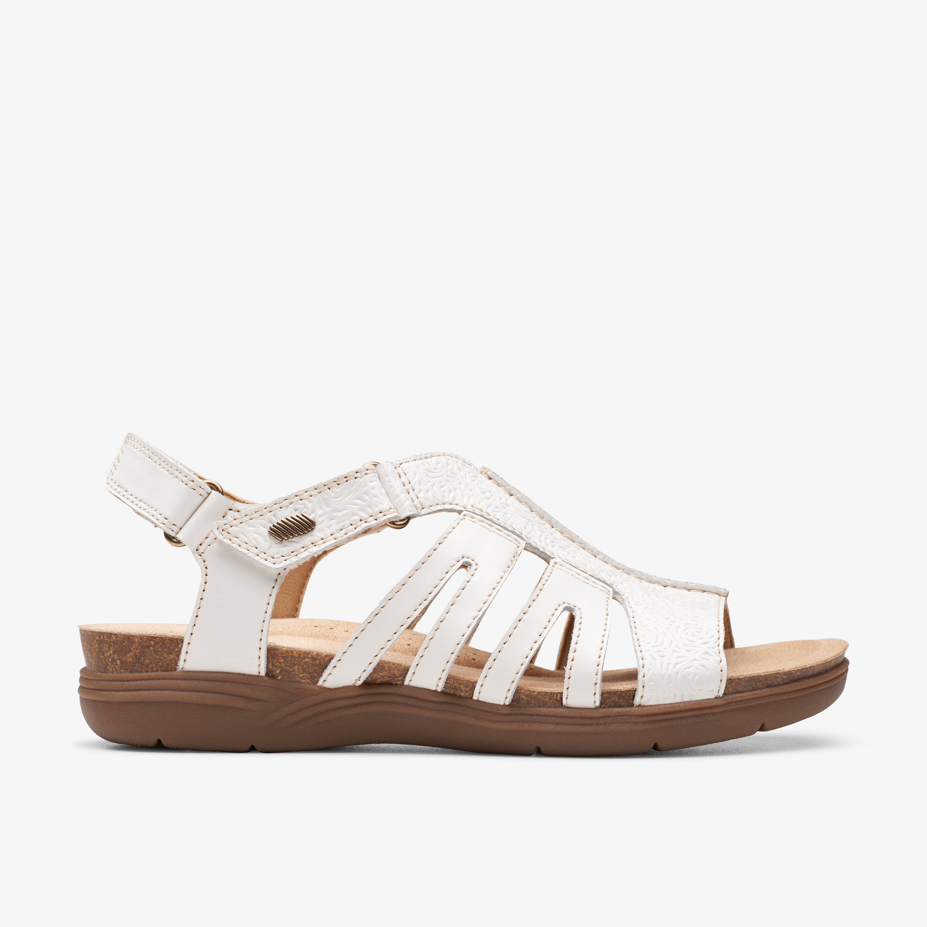 April Belle White Leather Flat Sandals, view 1 of 6