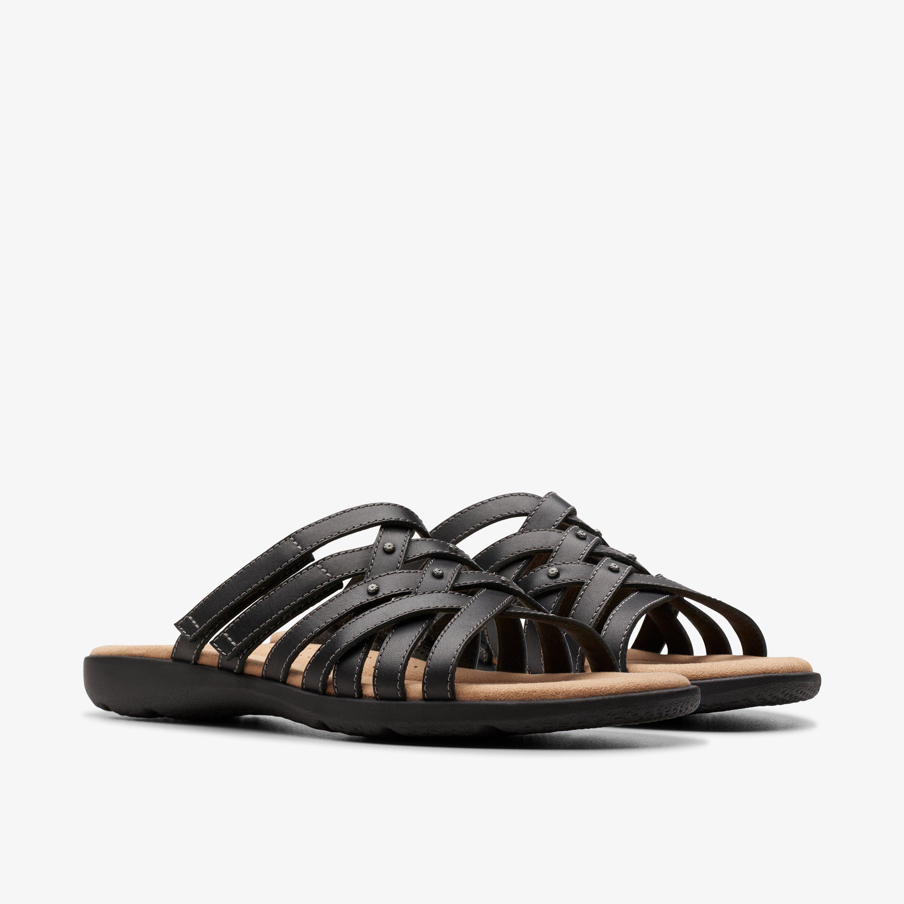 Clarks black sandals wide fit online