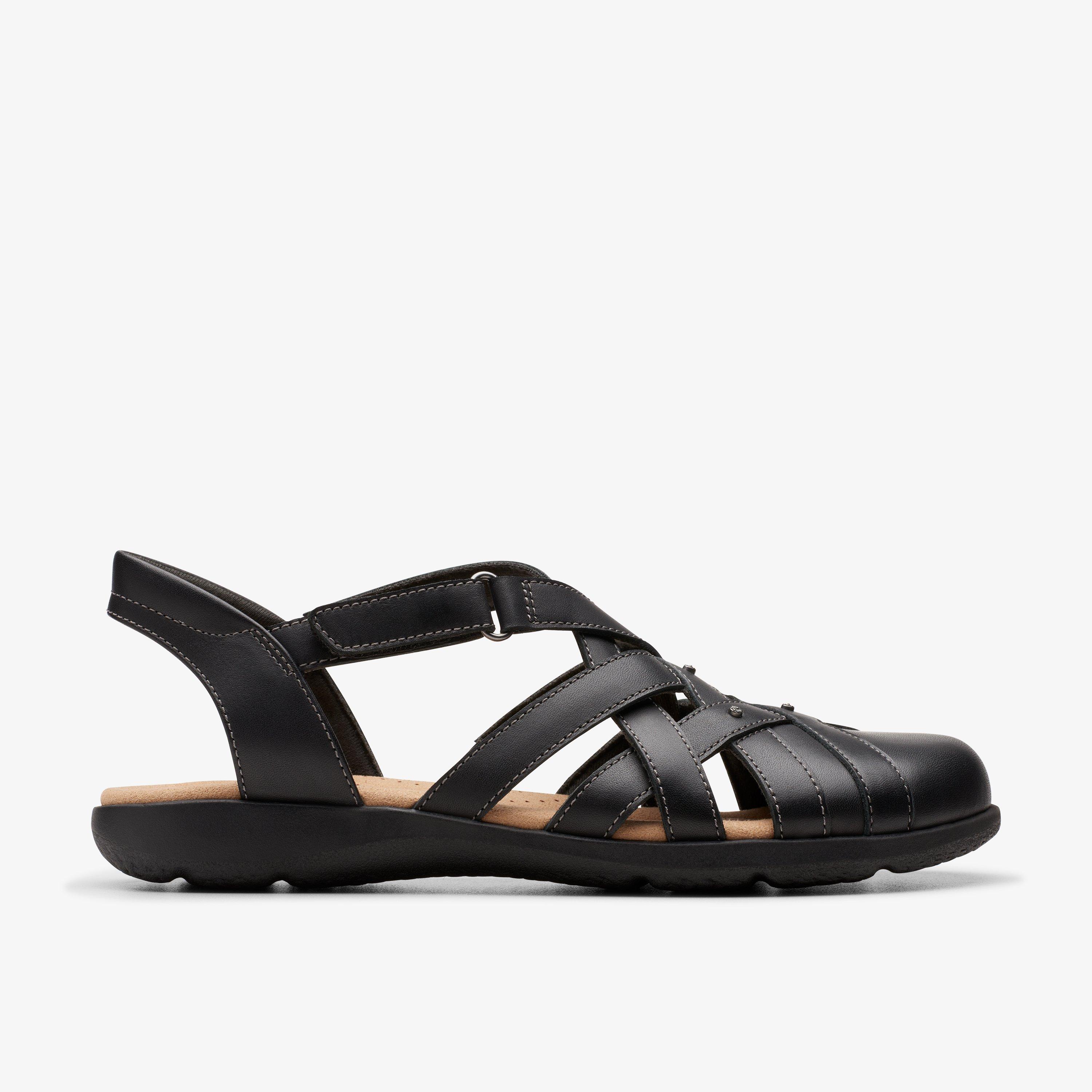 Clarks ladies outlet flat black sandals