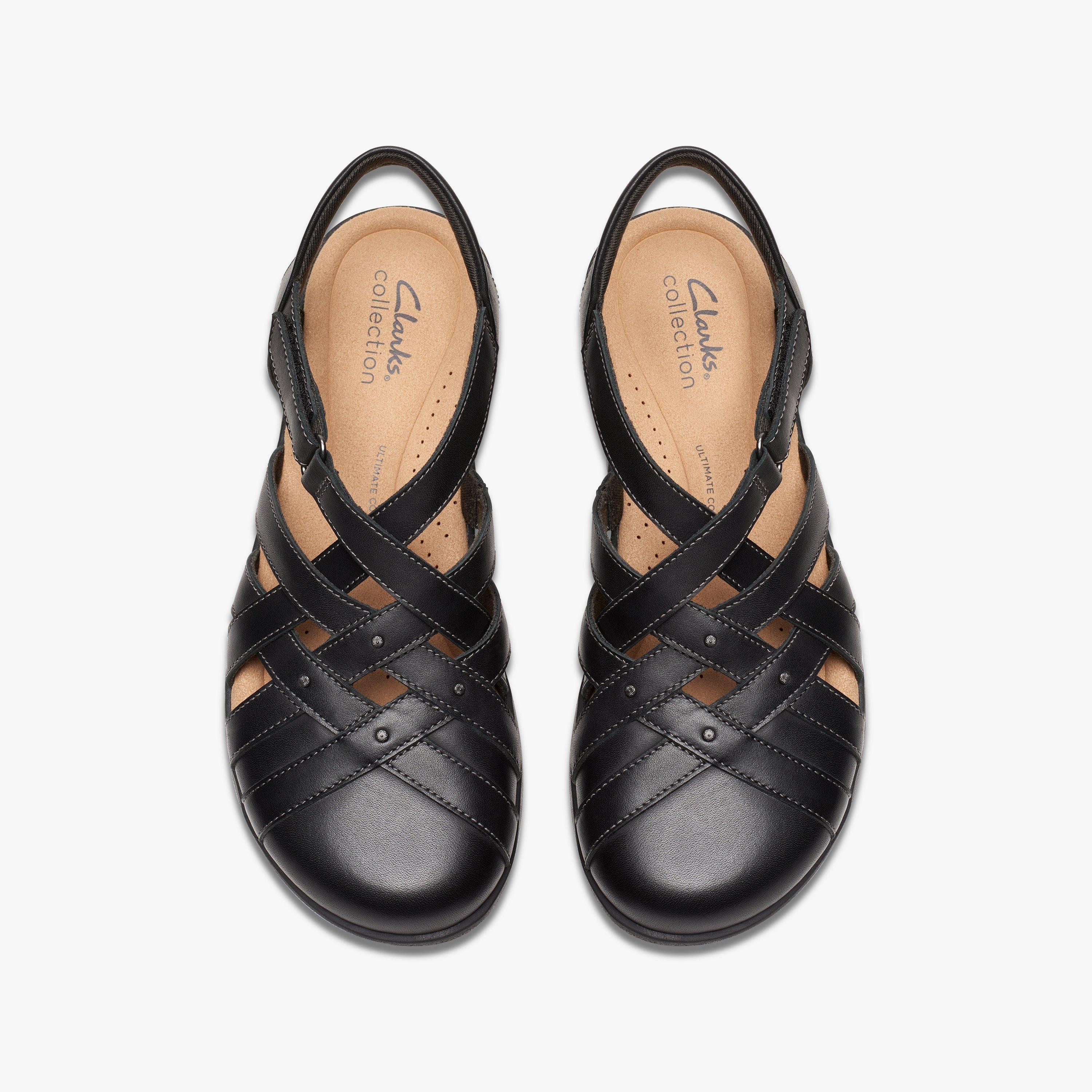 Clarks ladies store flat black sandals