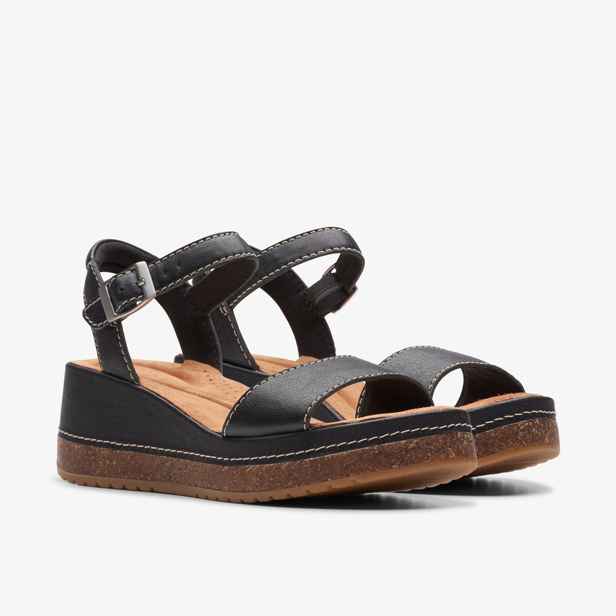 Kassanda Lily Black Leather Wedges, view 4 of 6