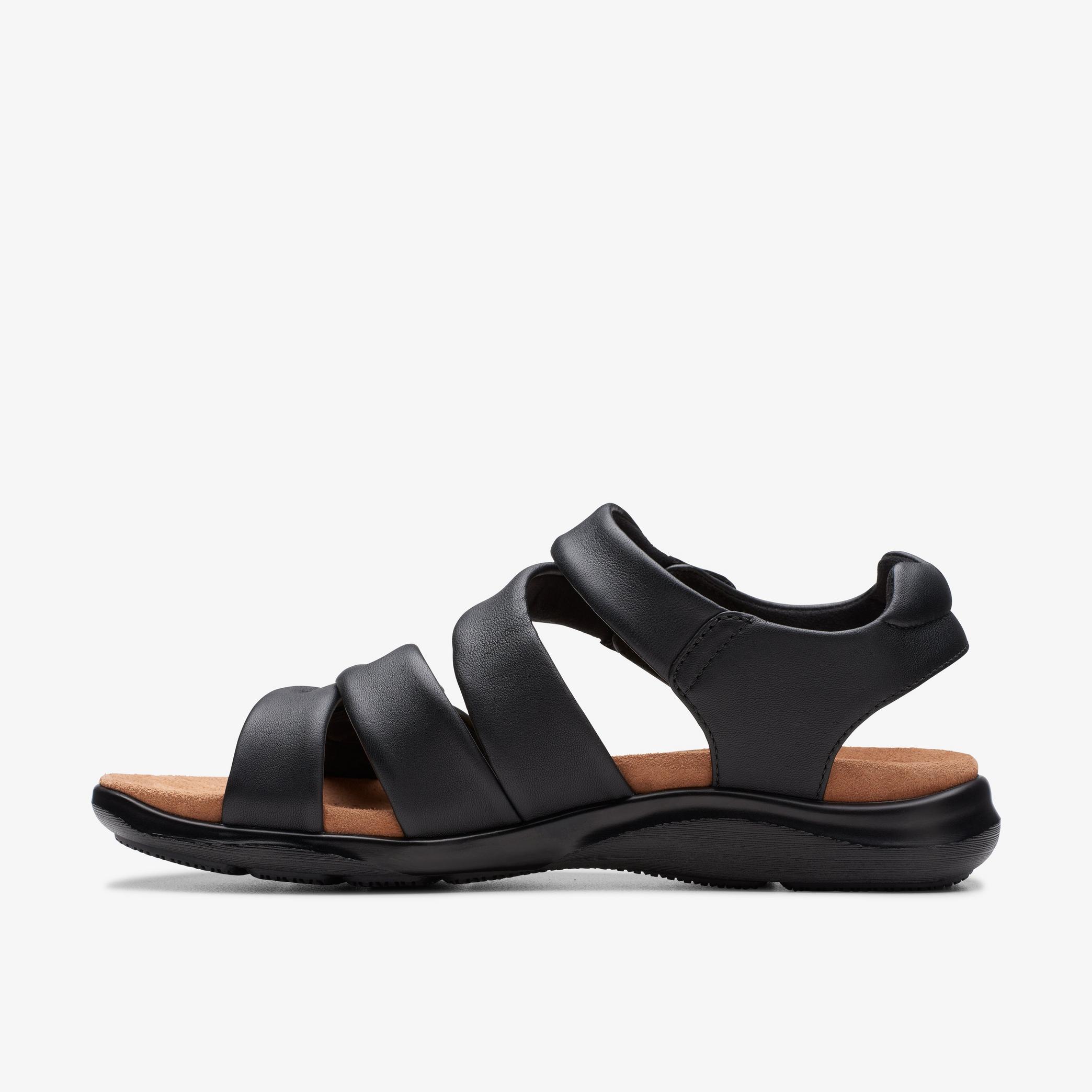 Kitly Ave Black Leather Flat Sandals, view 2 of 6