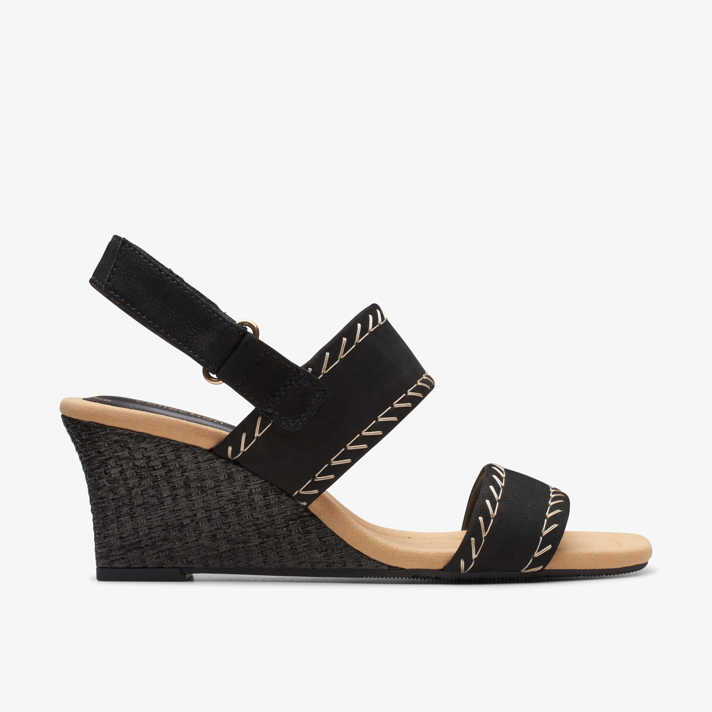 WOMENS Kyarra Rose Black Nubuck Wedges | Clarks US