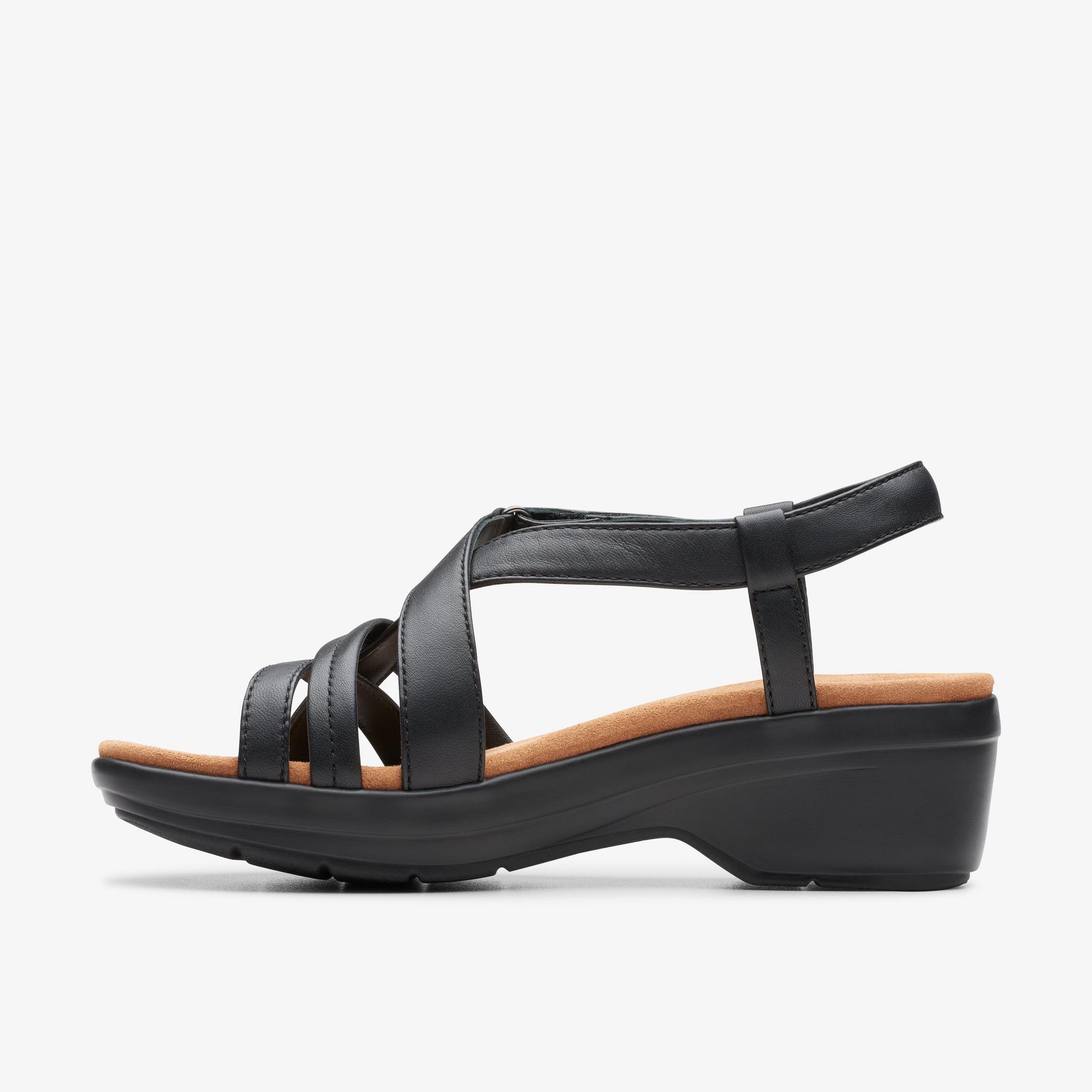Tuleah May Black Leather Heeled Sandals, view 2 of 6