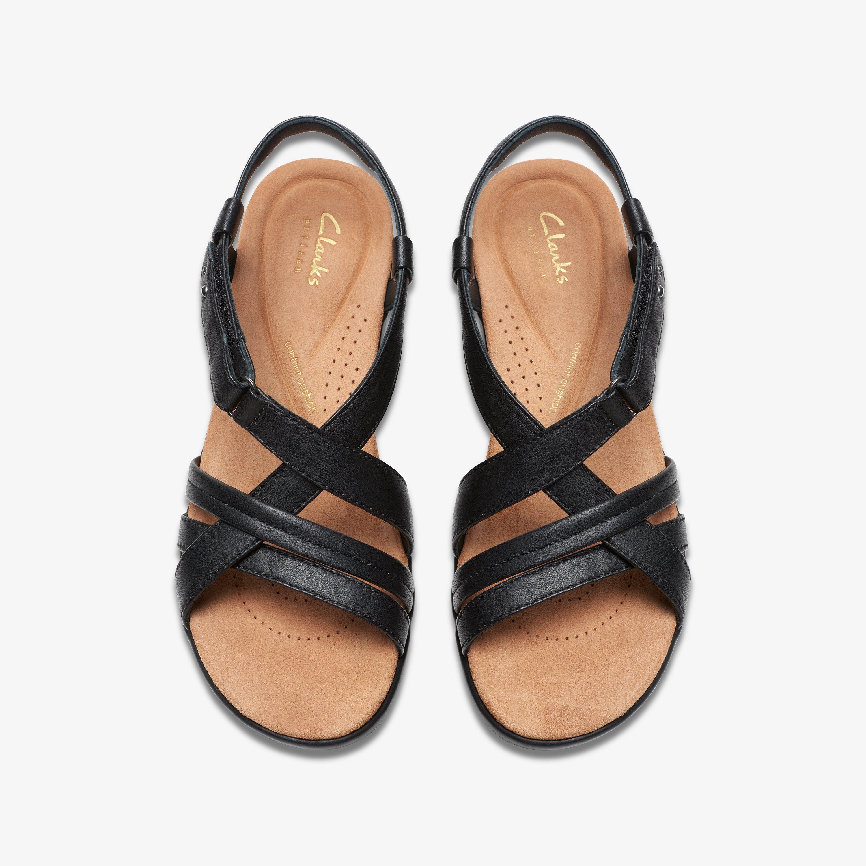 WOMENS Tuleah May Black Leather Heeled Sandals Clarks US