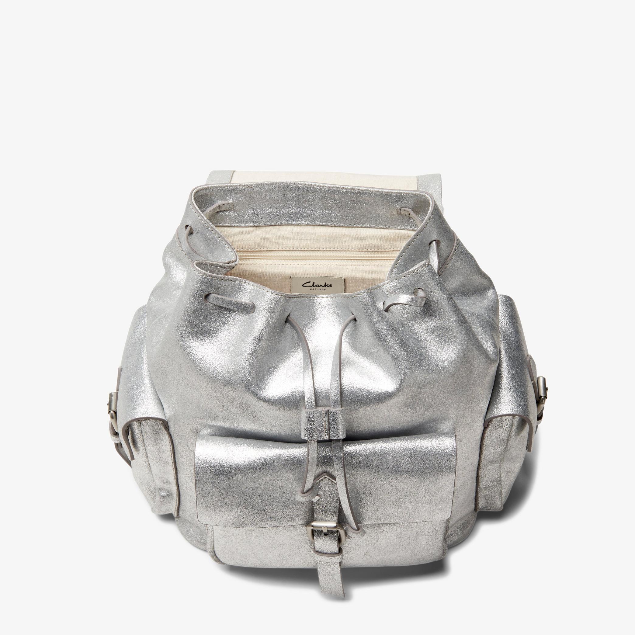 Raelyn Pack Silver Leather Backpack, view 4 of 4