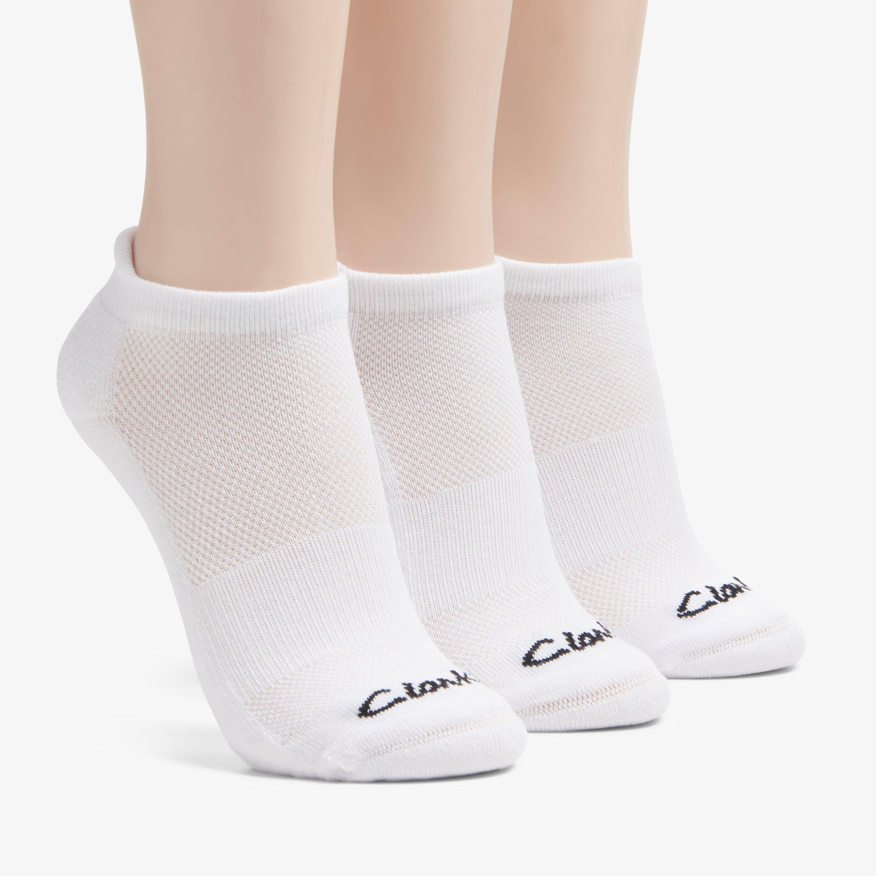 Womens 3 Pack Solid Athletic White Socks | Clarks US