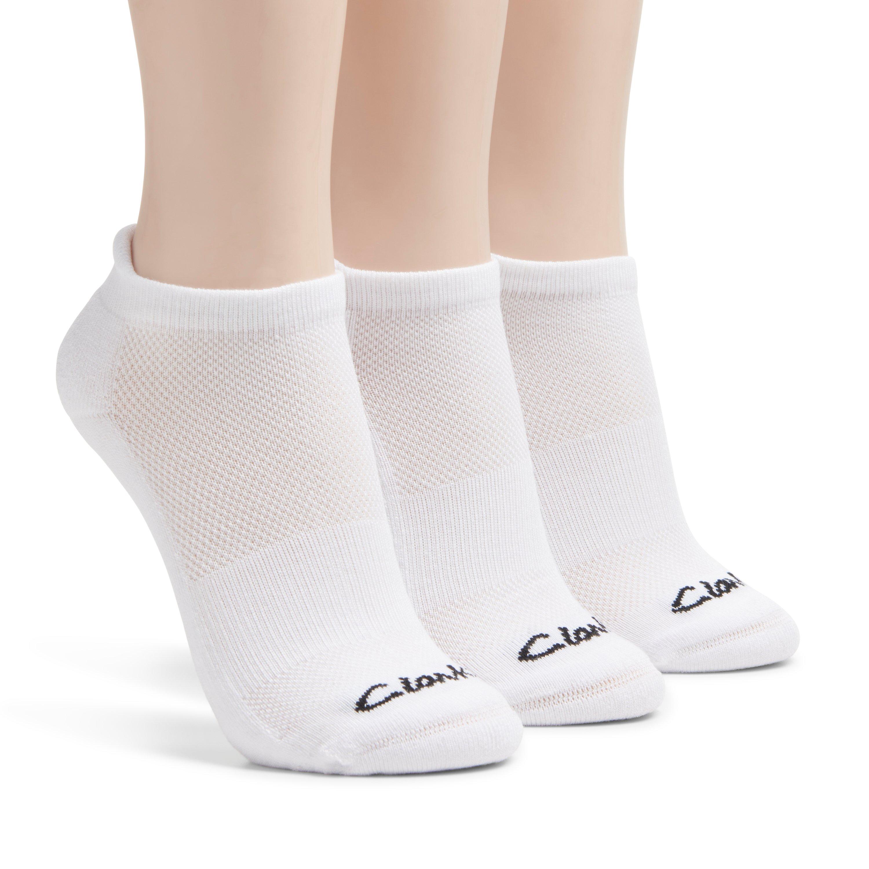 Clarks 3 Pack Solid Athletic In White