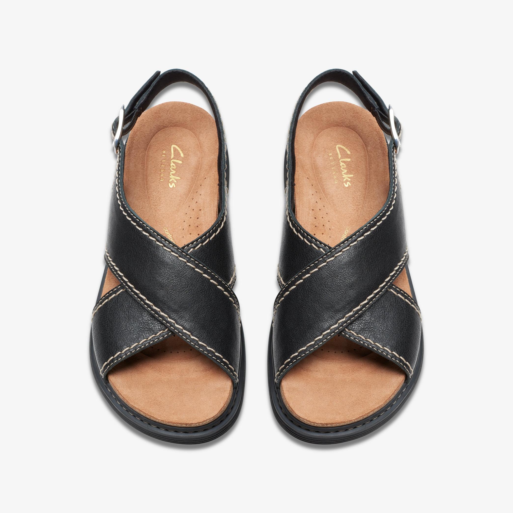 Arwell Sling Black Leather Flat Sandals, view 6 of 6