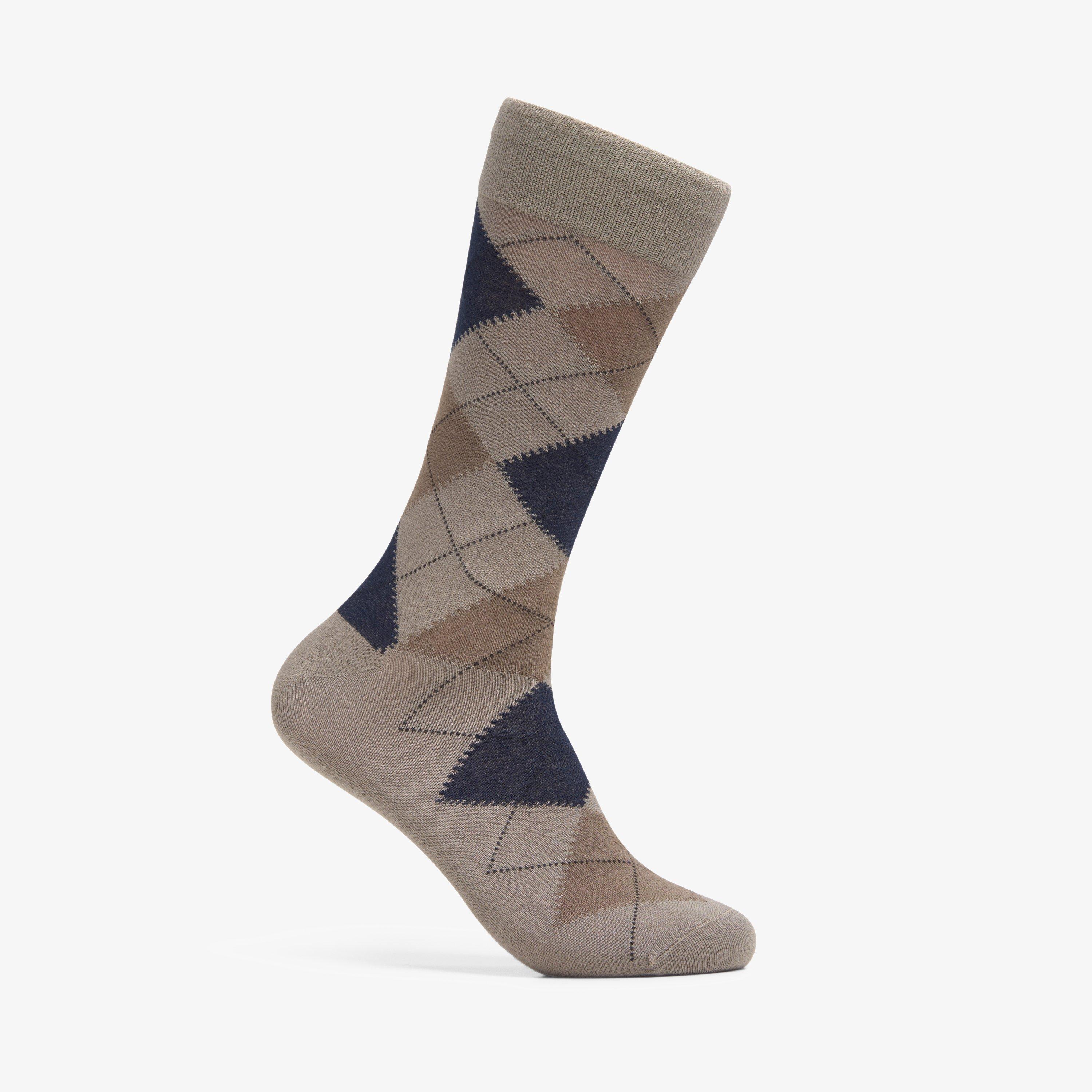 Mens Argyle Taupe Socks, view 1 of 3