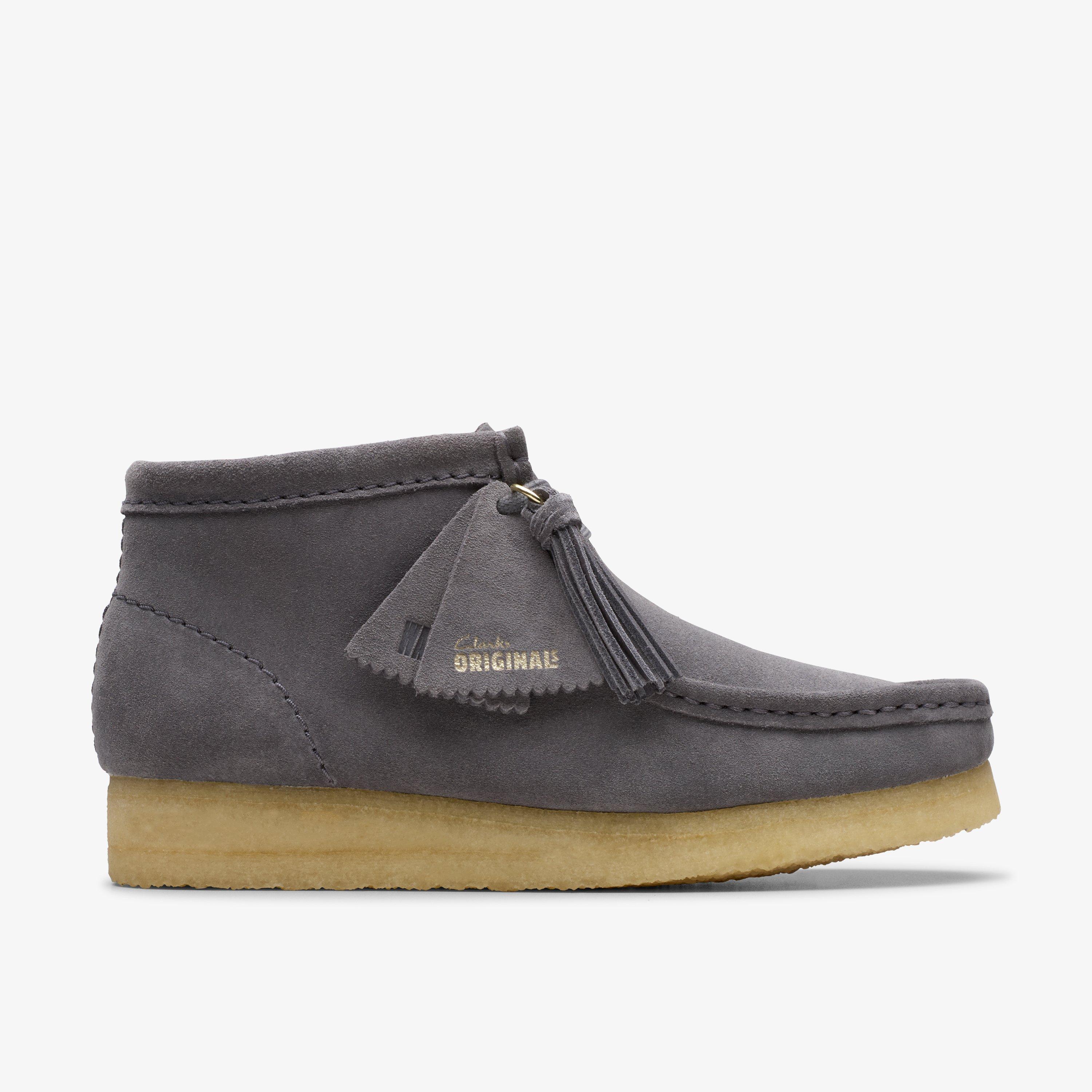 Clarks Gray Wallabee Boots Grey Blue Suede