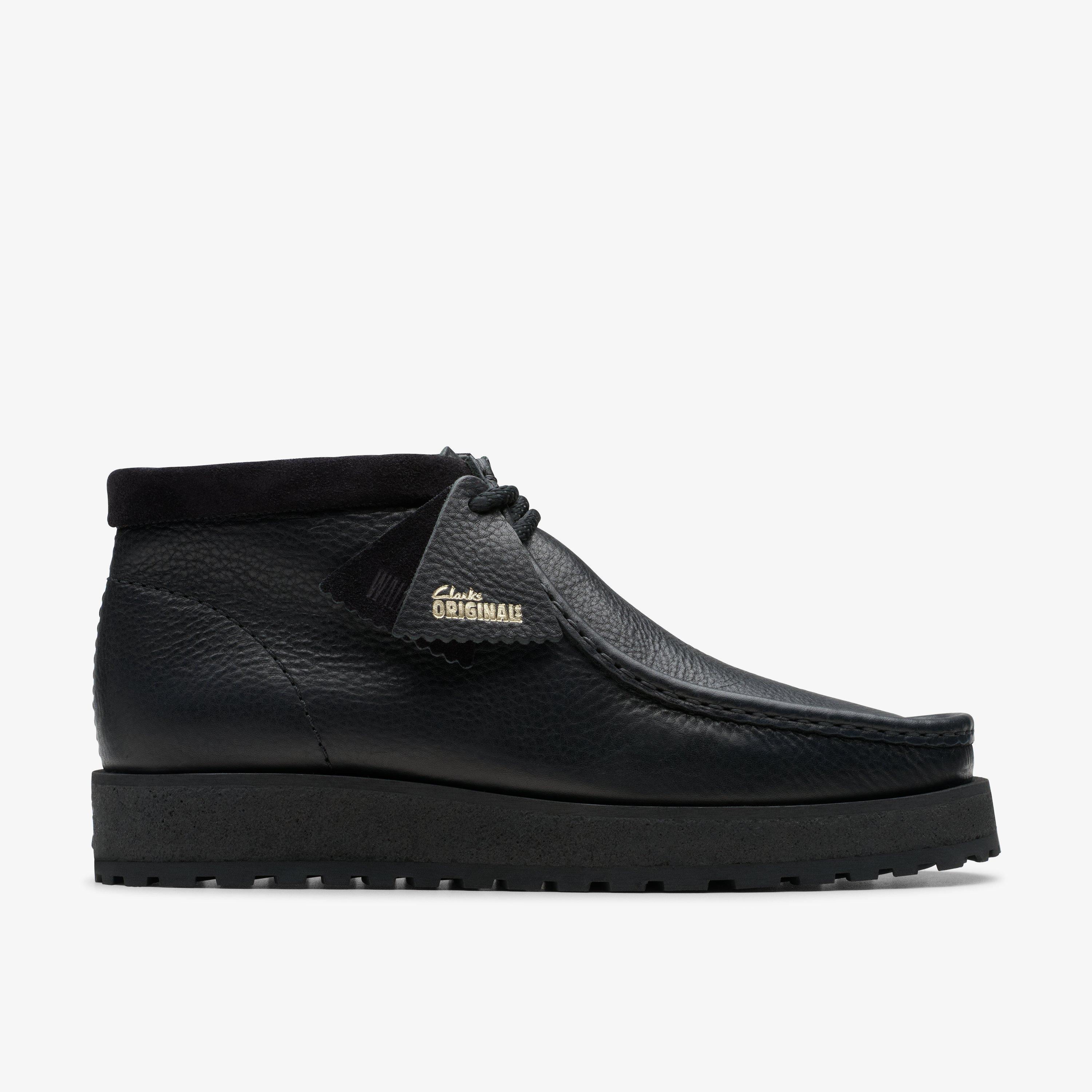 Men's clarks wallabee black deals leather