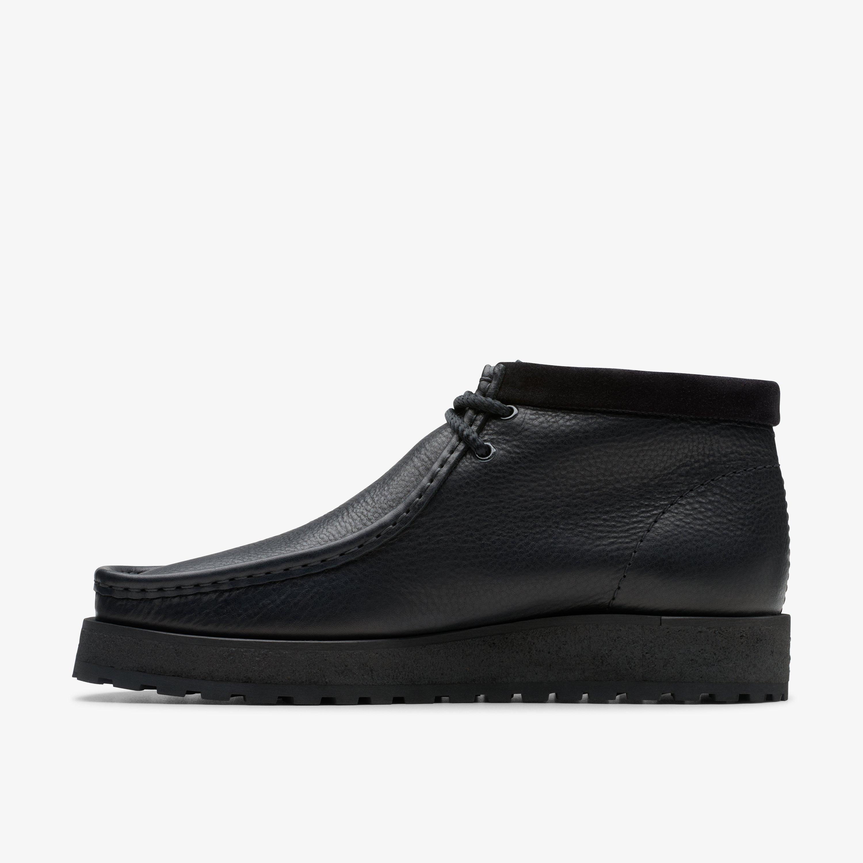 Clarks wallabee leather black deals