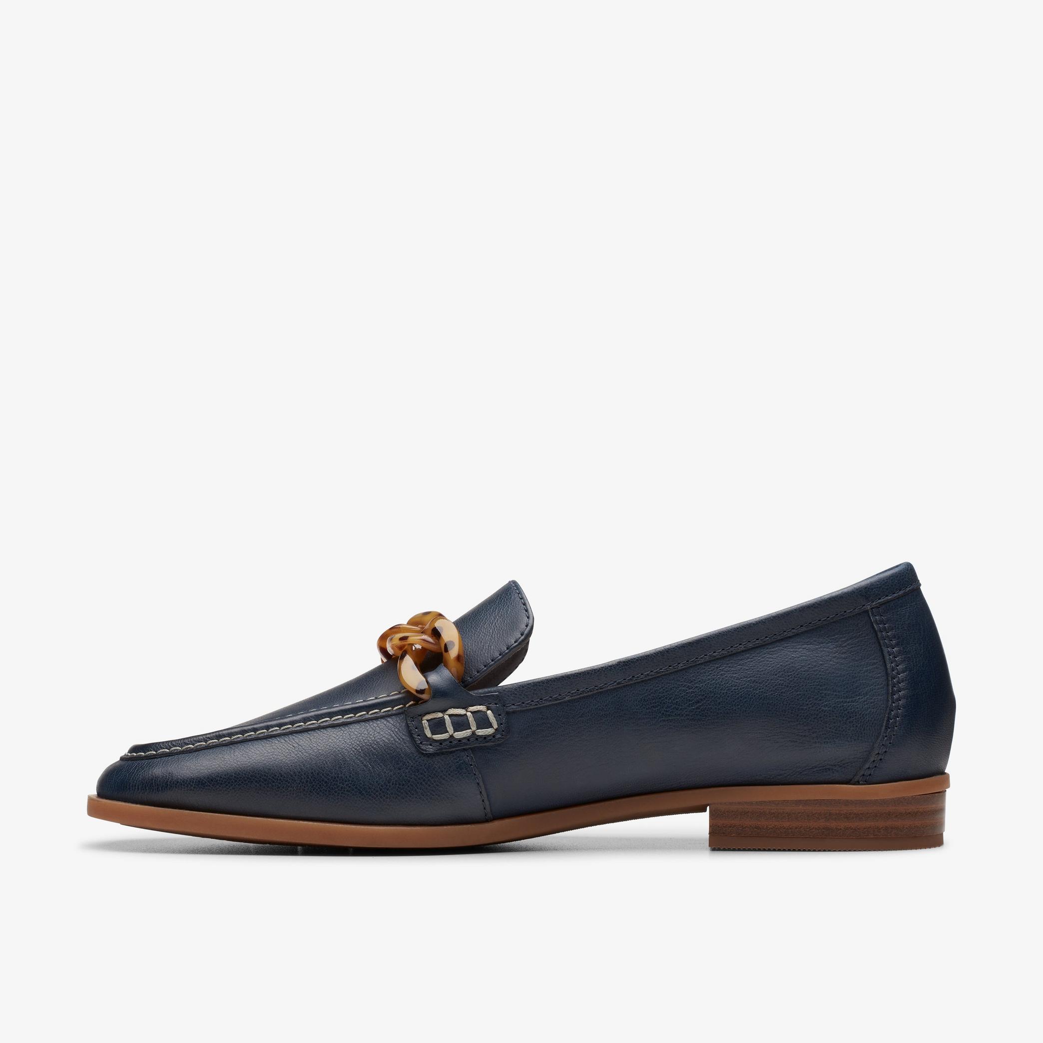 Sarafyna Iris Navy Leather Loafers, view 2 of 7