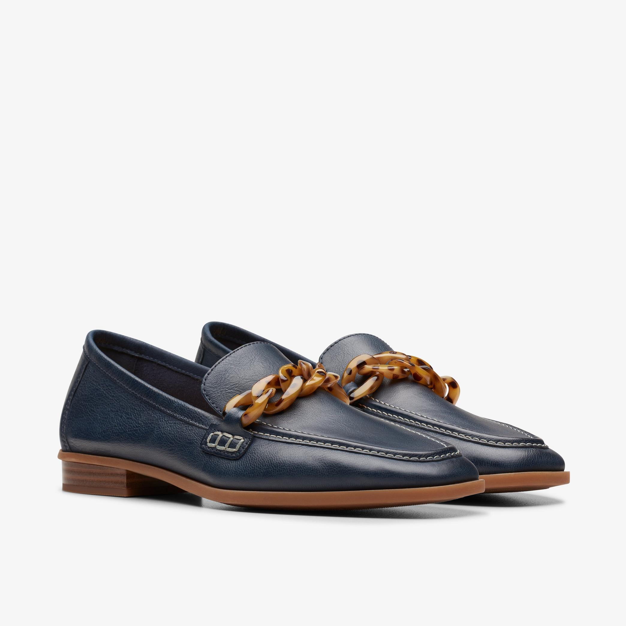 Sarafyna Iris Navy Leather Loafers, view 4 of 7