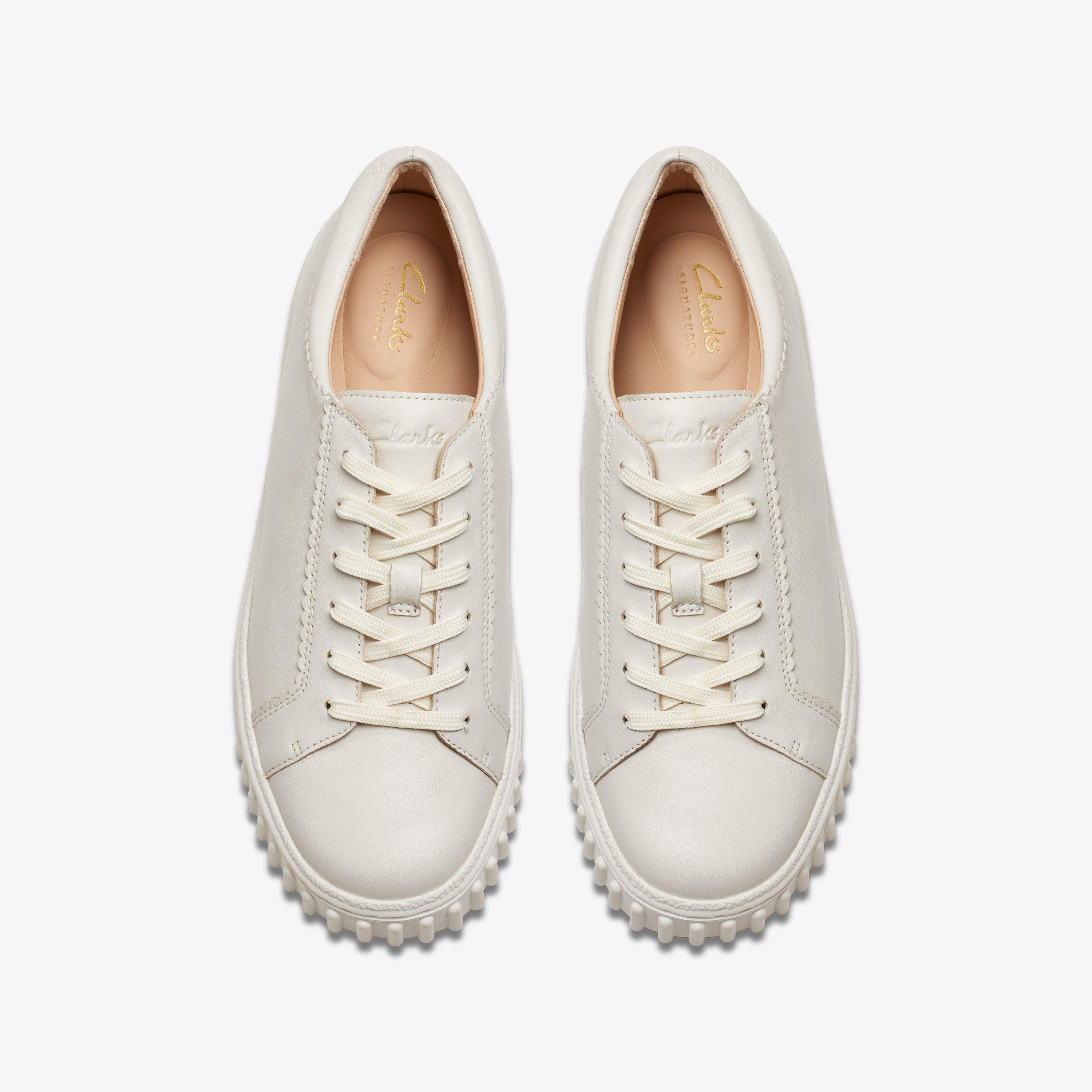 Baskets Clarks Mayhill Walk Pour Femme - Cuir Blanc, Semelle Grip Vintage, Style Décontracté