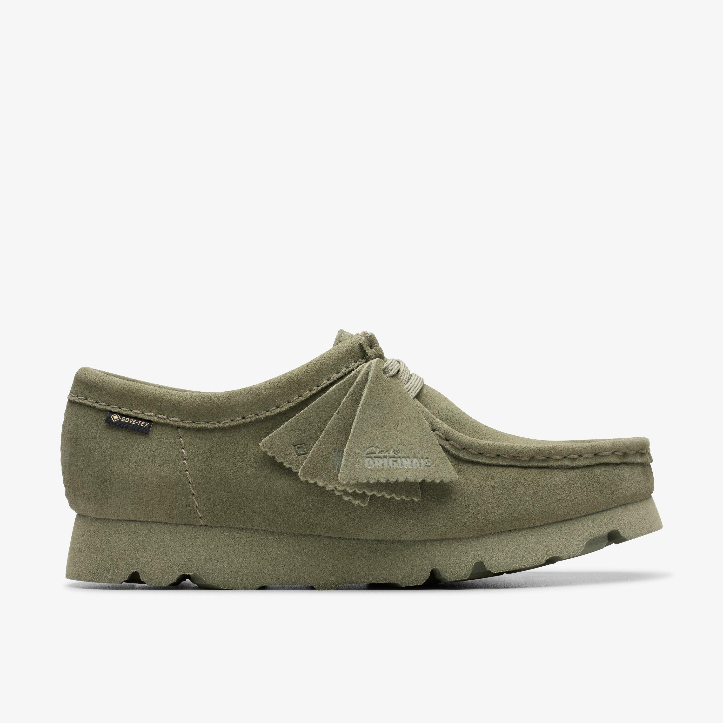 Clarks Womens Wallabee GORE TEX Khaki Suede Shoes 7.5 Green