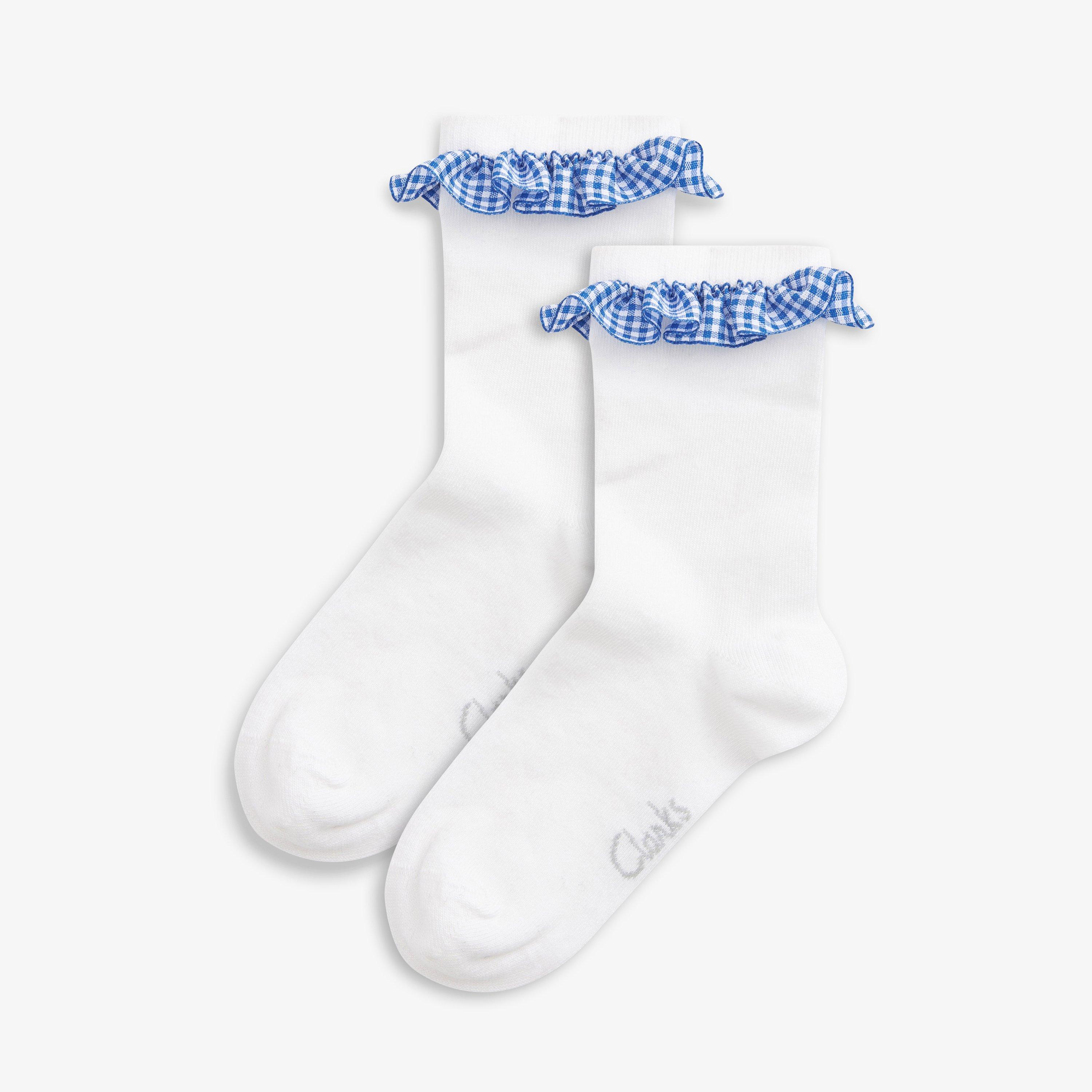Gingham Socks 2 Pack Blue Infant Size 6-8.5 White/Blue Socks, view 1 of 2