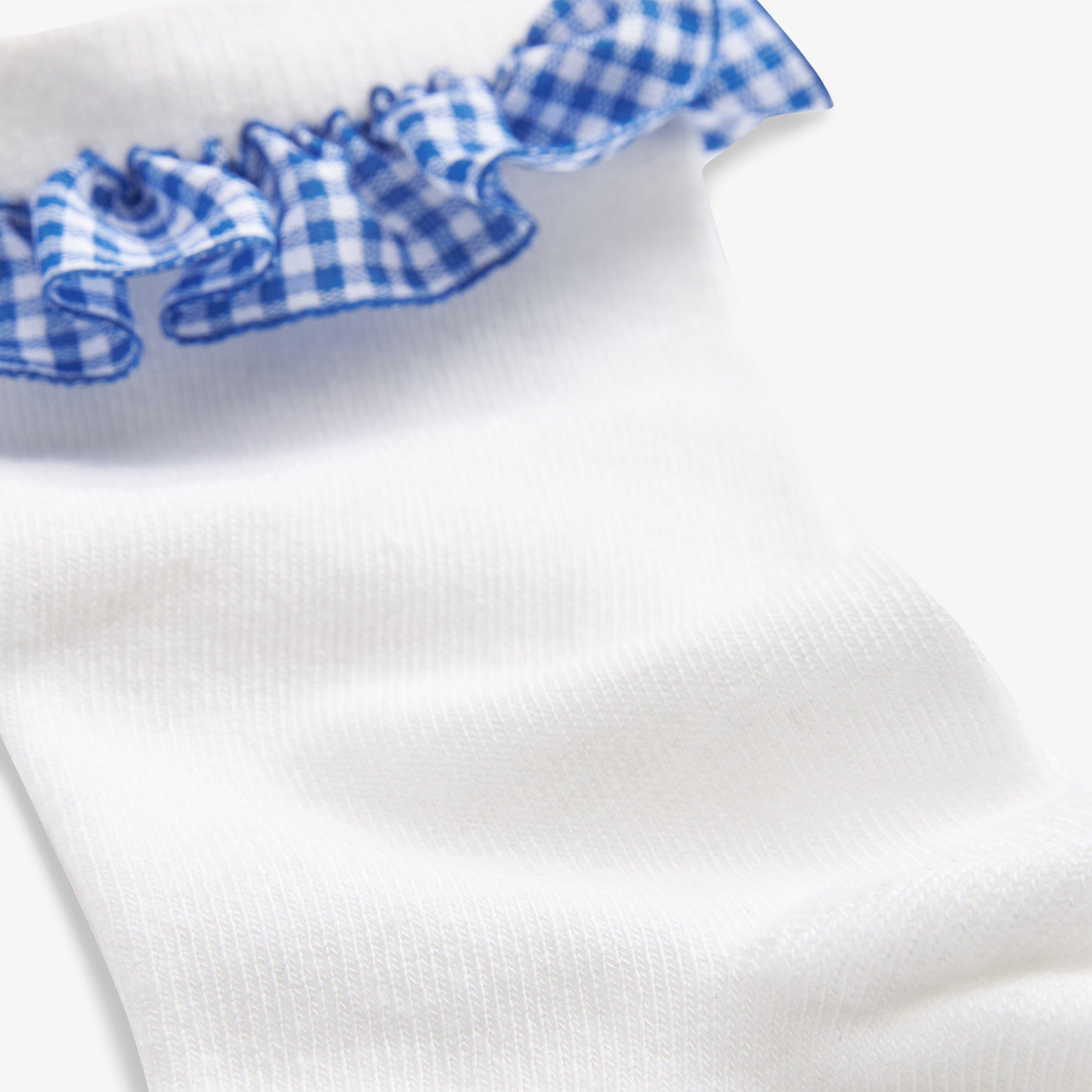 Gingham Socks 2 Pack Blue Infant Size 9-12 White/Blue Socks, view 2 of 2