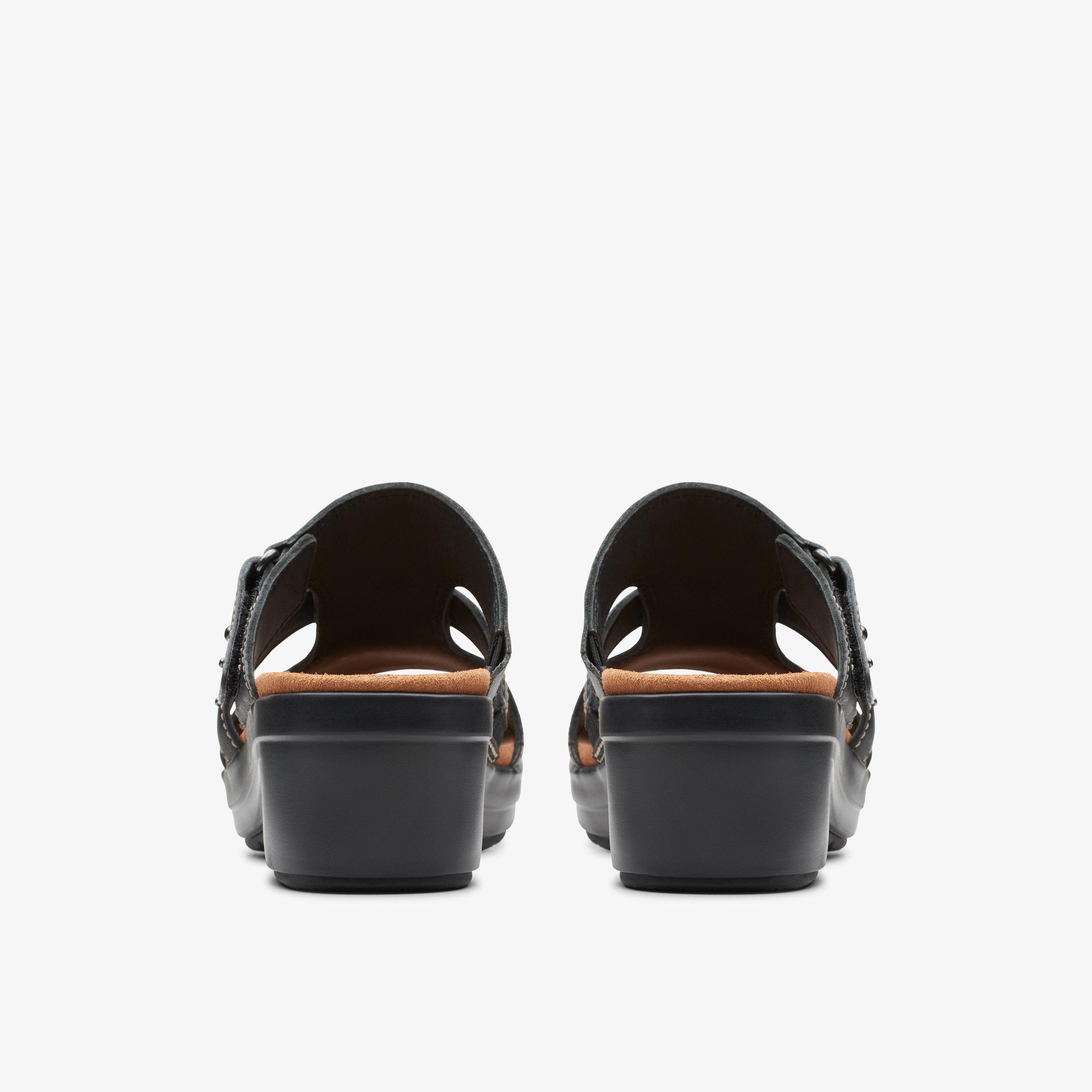 Women's Tuleah Jane Black Leather Heeled Sandals | Clarks