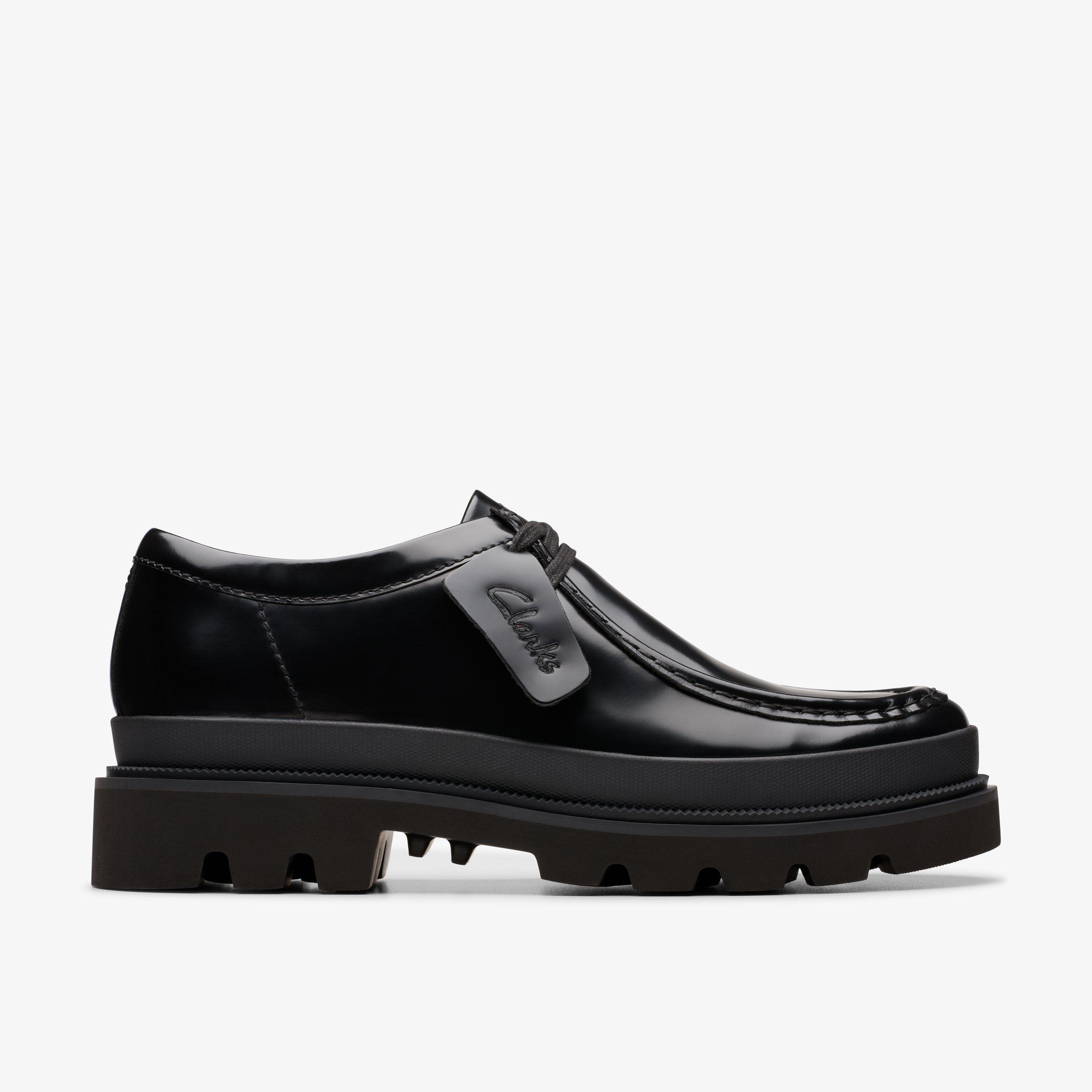 HOMME Badell Seam en cuir noir ultra-brillant Chaussures | Clarks