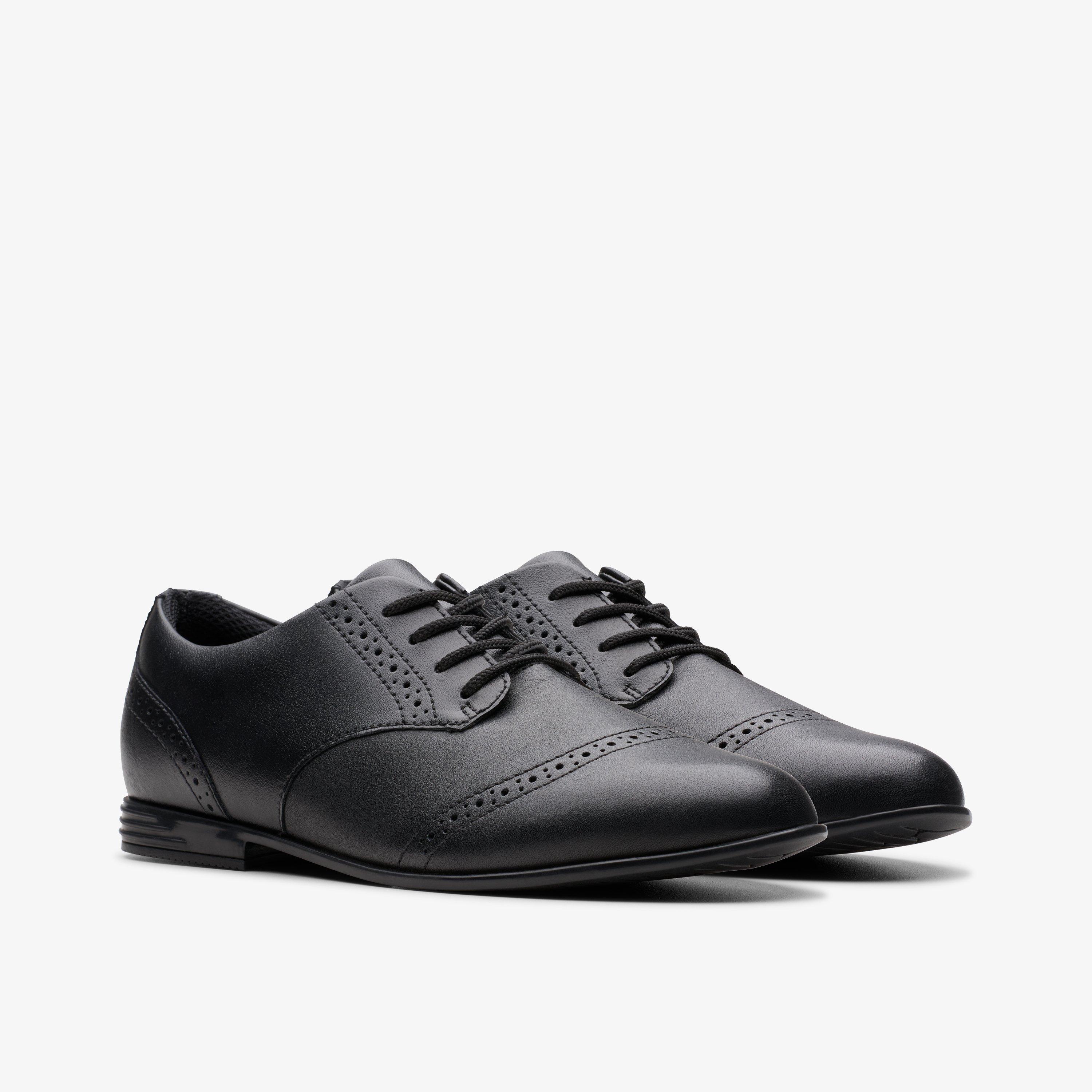 Girls Finja Brogue Youth Black Leather Brogues, Lace Up, School