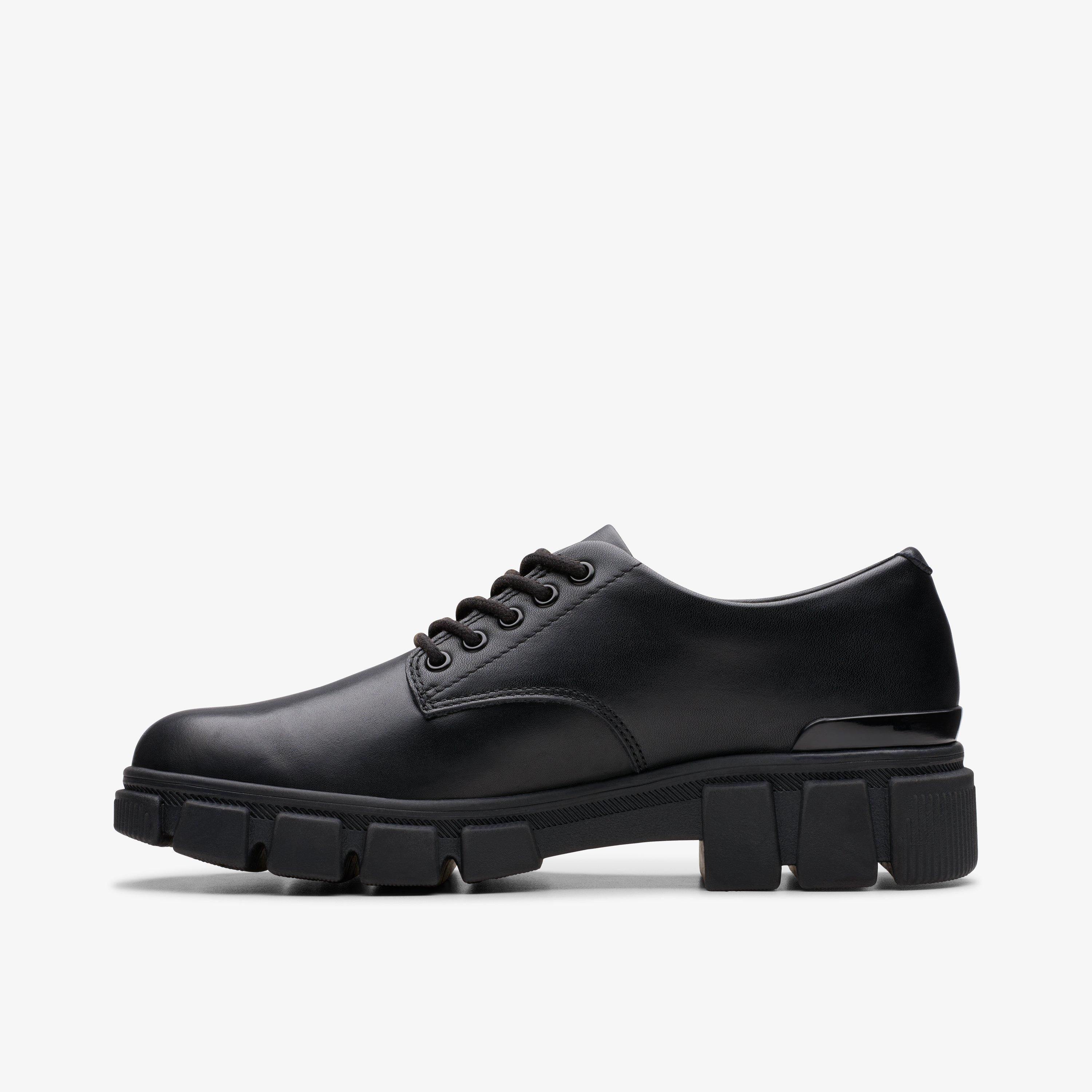 Evyn Lace Youth Black Leather Derby Shoes School Shoes, view 2 of 6