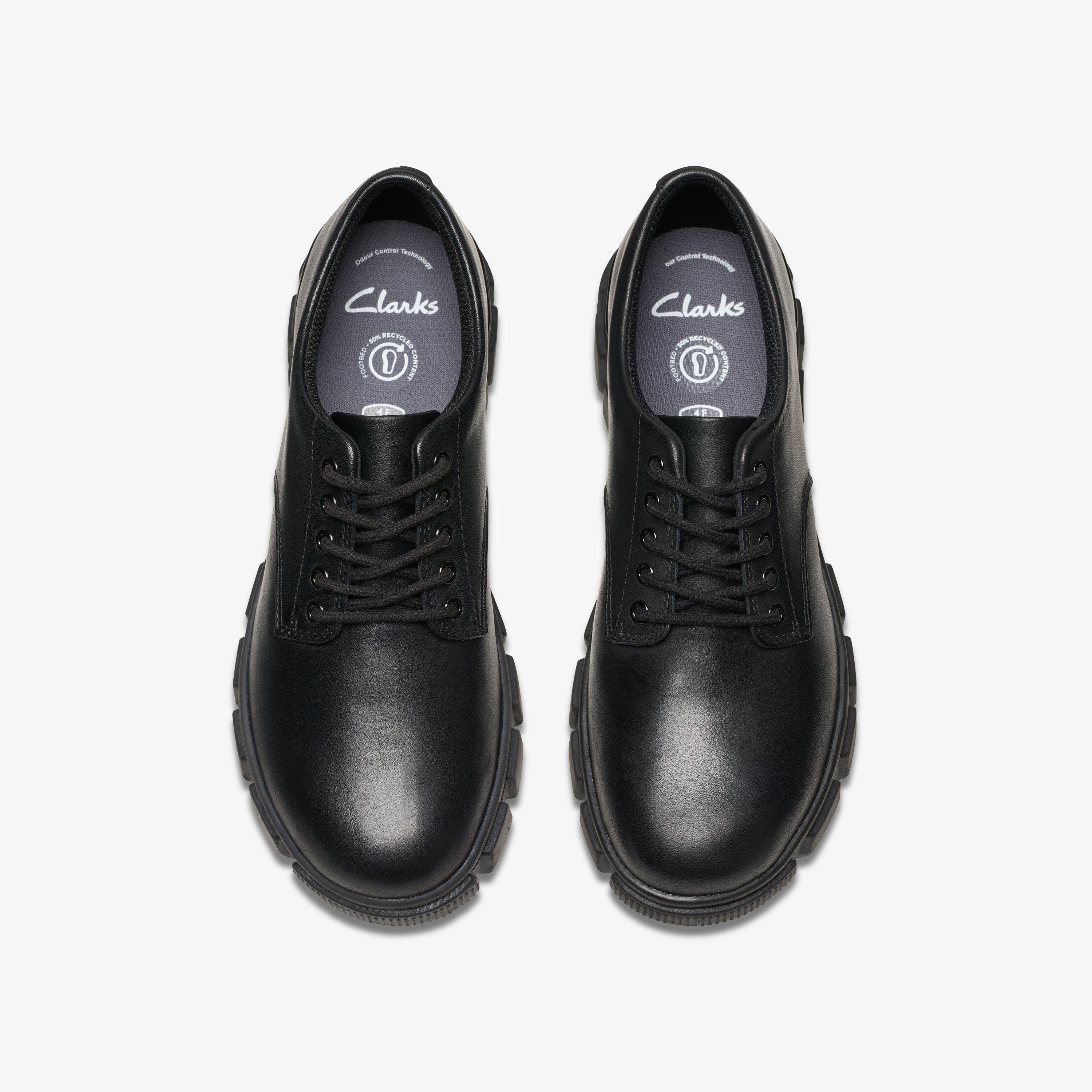 Evyn Lace Youth Black Leather Derby Shoes School Shoes, view 6 of 6