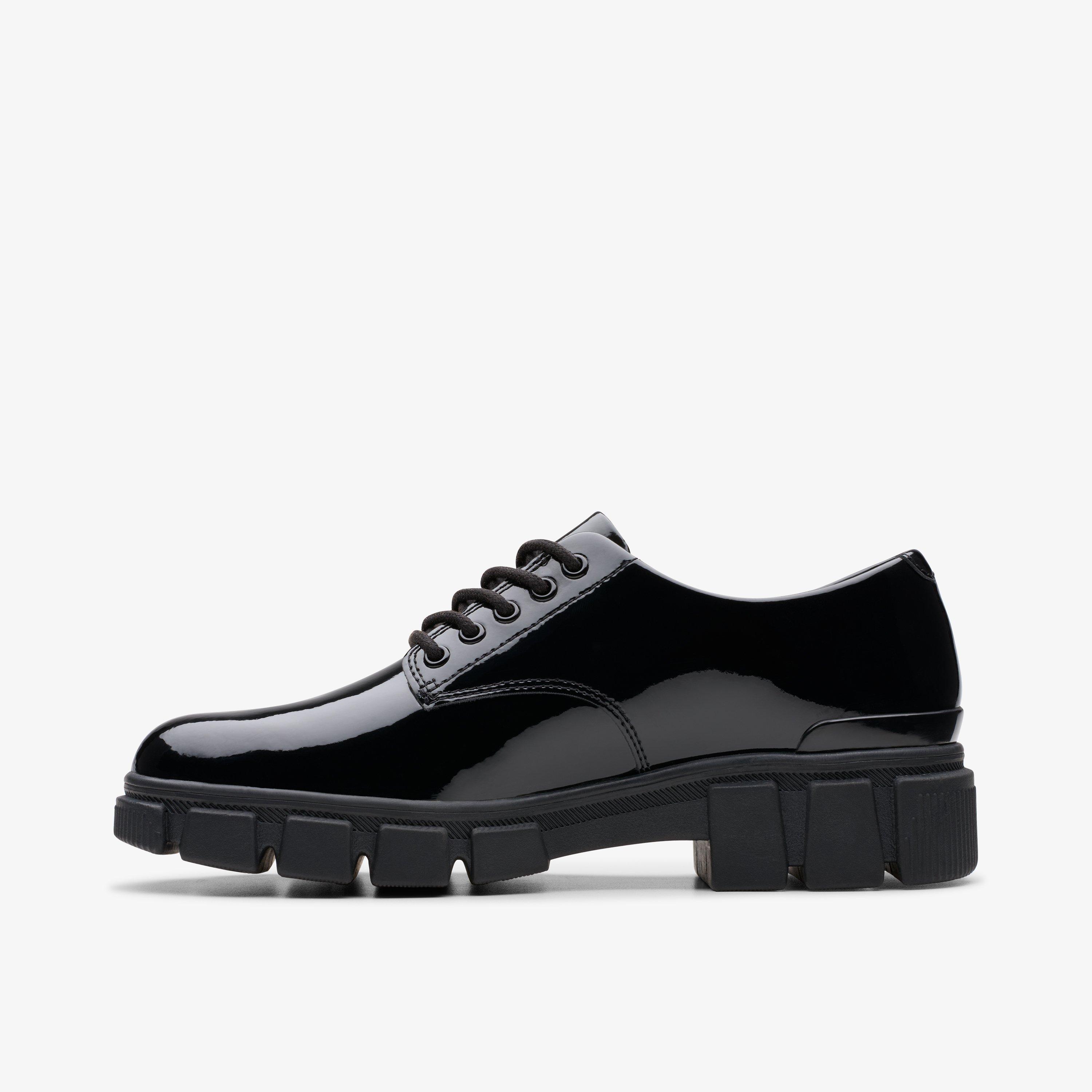Evyn Lace Youth Black Patent Derby Shoes School Shoes, view 2 of 6