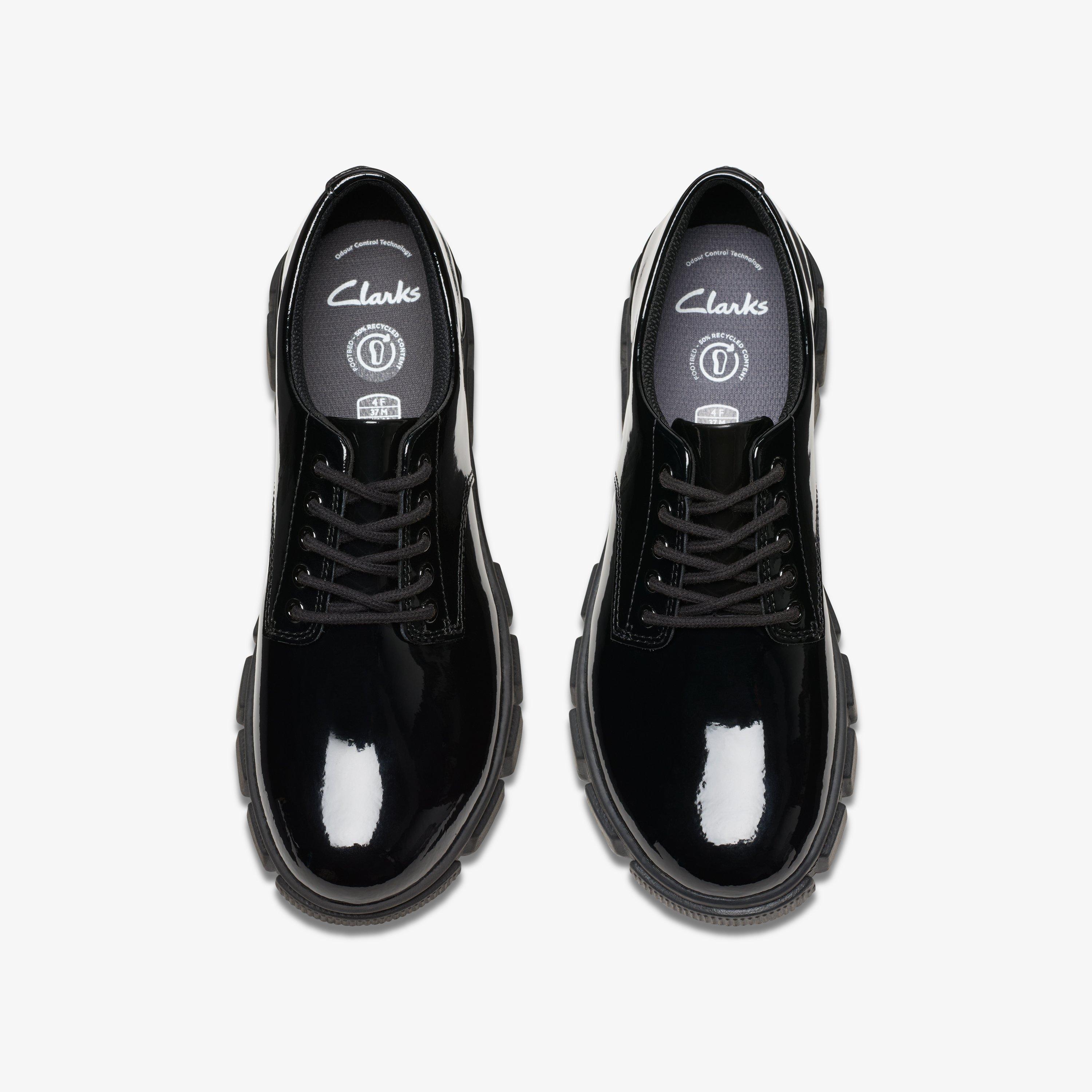Evyn Lace Youth Black Patent Derby Shoes School Shoes, view 6 of 6